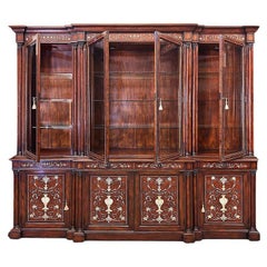 Monumental Theodore Alexander China Cabinet with Mother-of-Pearl Inlay