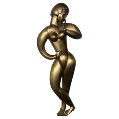 Monumental Theodore Alexander Contrapposto Brass/Bronze Stylized Female Nude