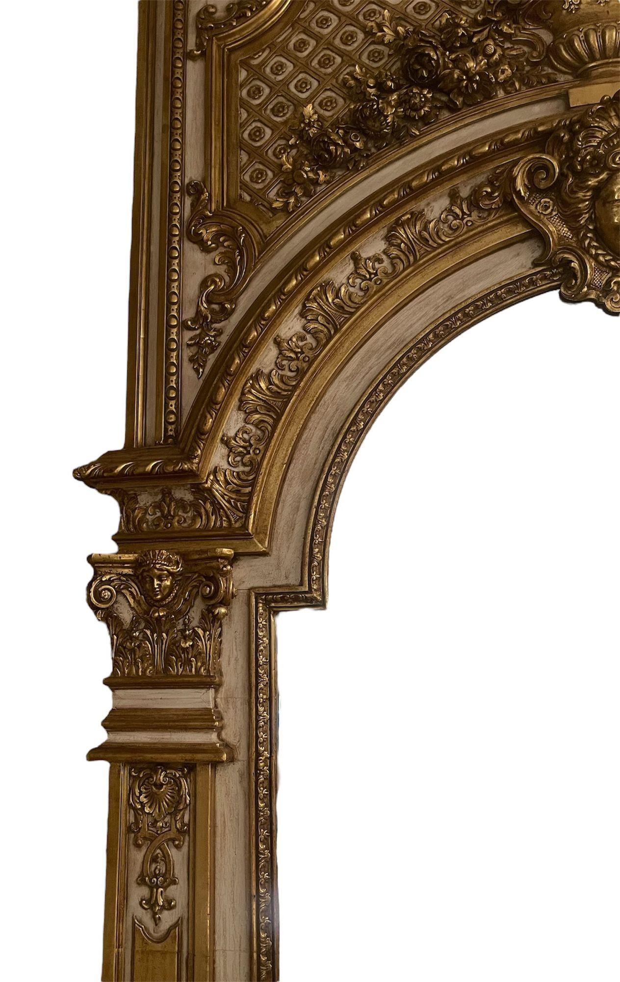 Late 19th Century Monumental Third Quarter of 19th Century Italian Hand-Carved & Water-Gilt Mirror For Sale