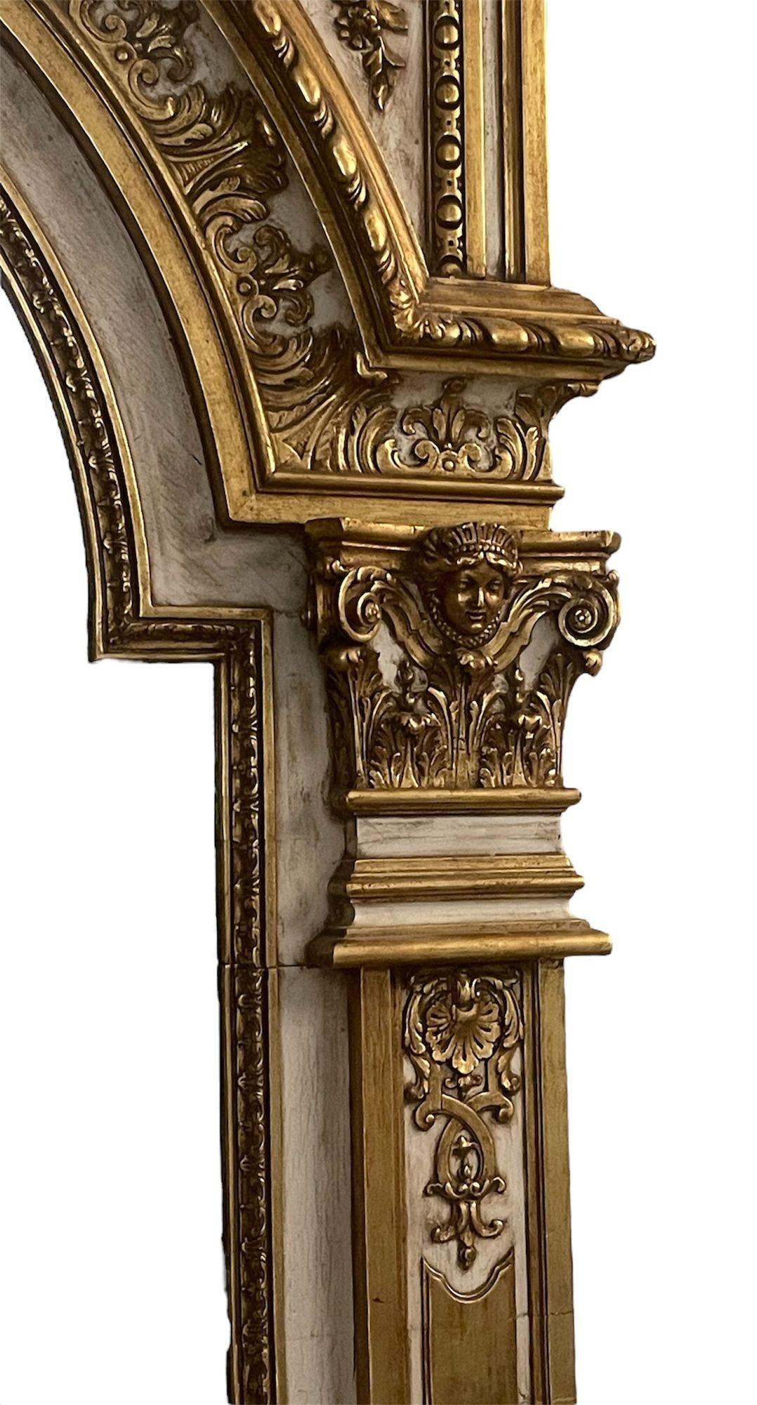 Wood Monumental Third Quarter of 19th Century Italian Hand-Carved & Water-Gilt Mirror For Sale