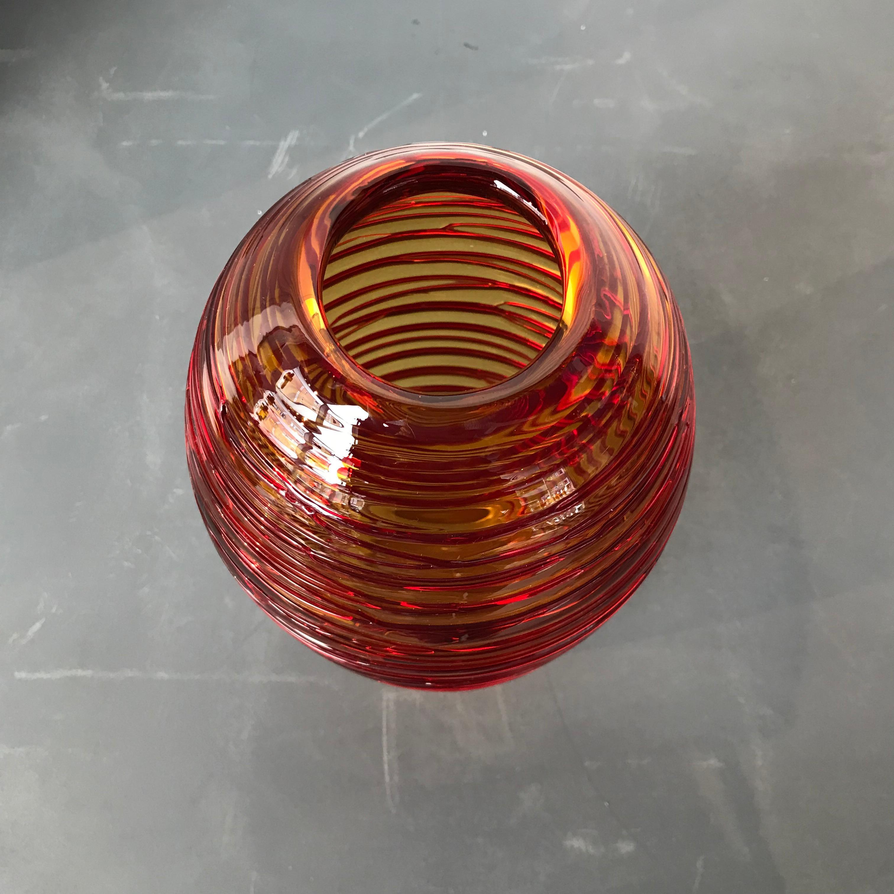 Mid-Century Modern Monumental Threaded Art Glass Vase by Fulvio Bianconi for Venini, 1970s