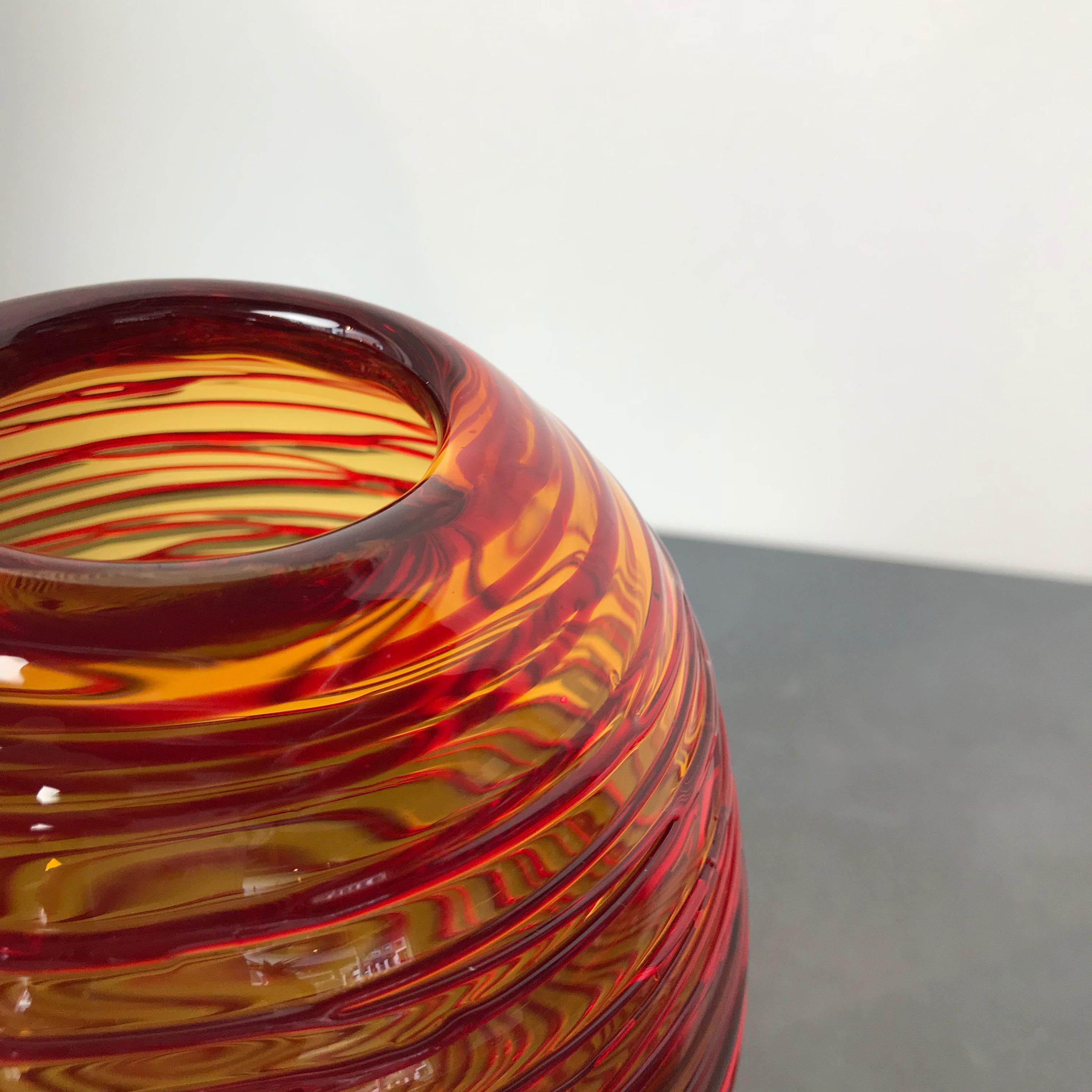 Late 20th Century Monumental Threaded Art Glass Vase by Fulvio Bianconi for Venini, 1970s