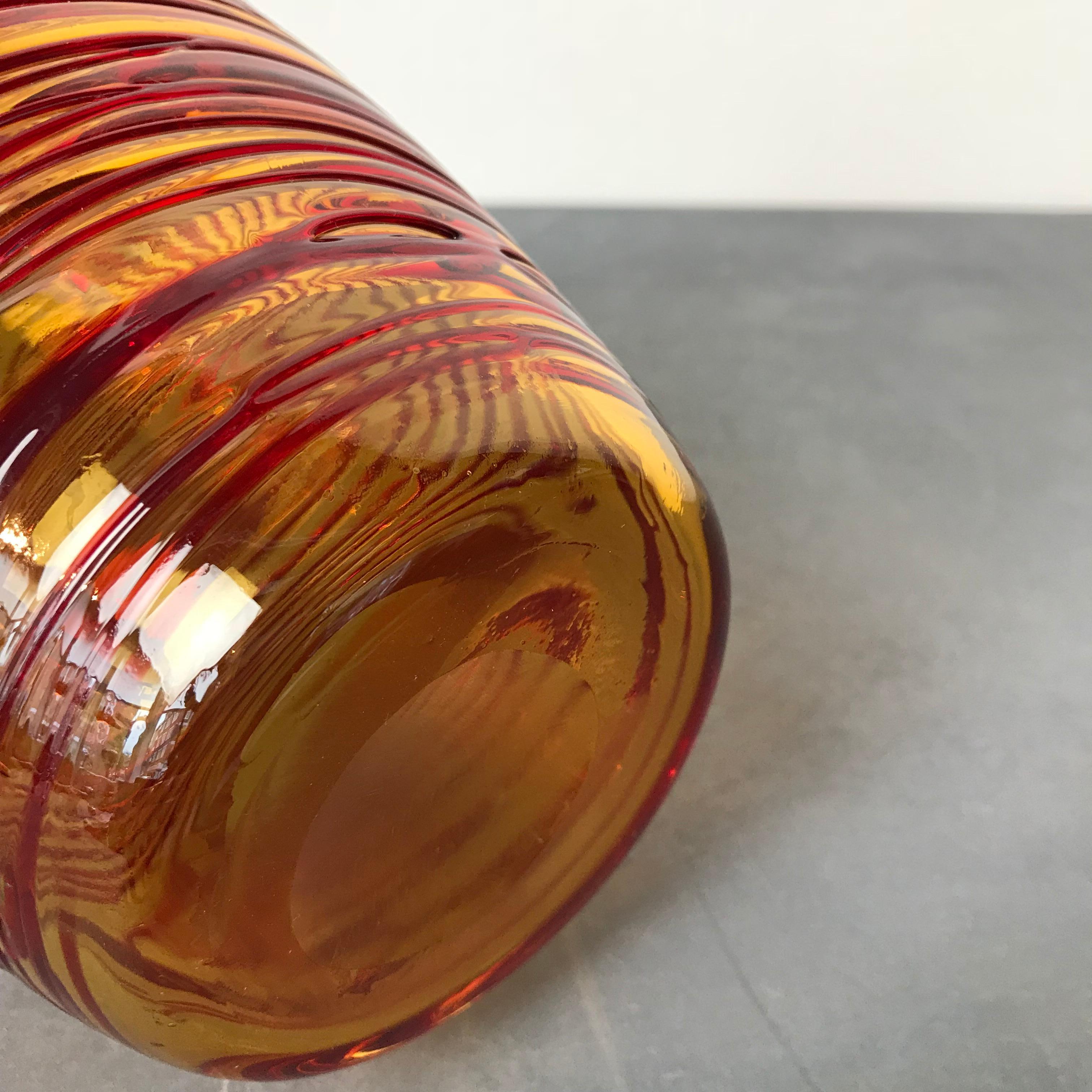 Monumental Threaded Art Glass Vase by Fulvio Bianconi for Venini, 1970s 2