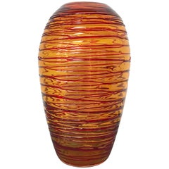 Monumental Threaded Art Glass Vase by Fulvio Bianconi for Venini, 1970s