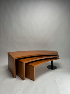 Monumental three-tier Post-Modern wooden coffee table, Italy, 1980s