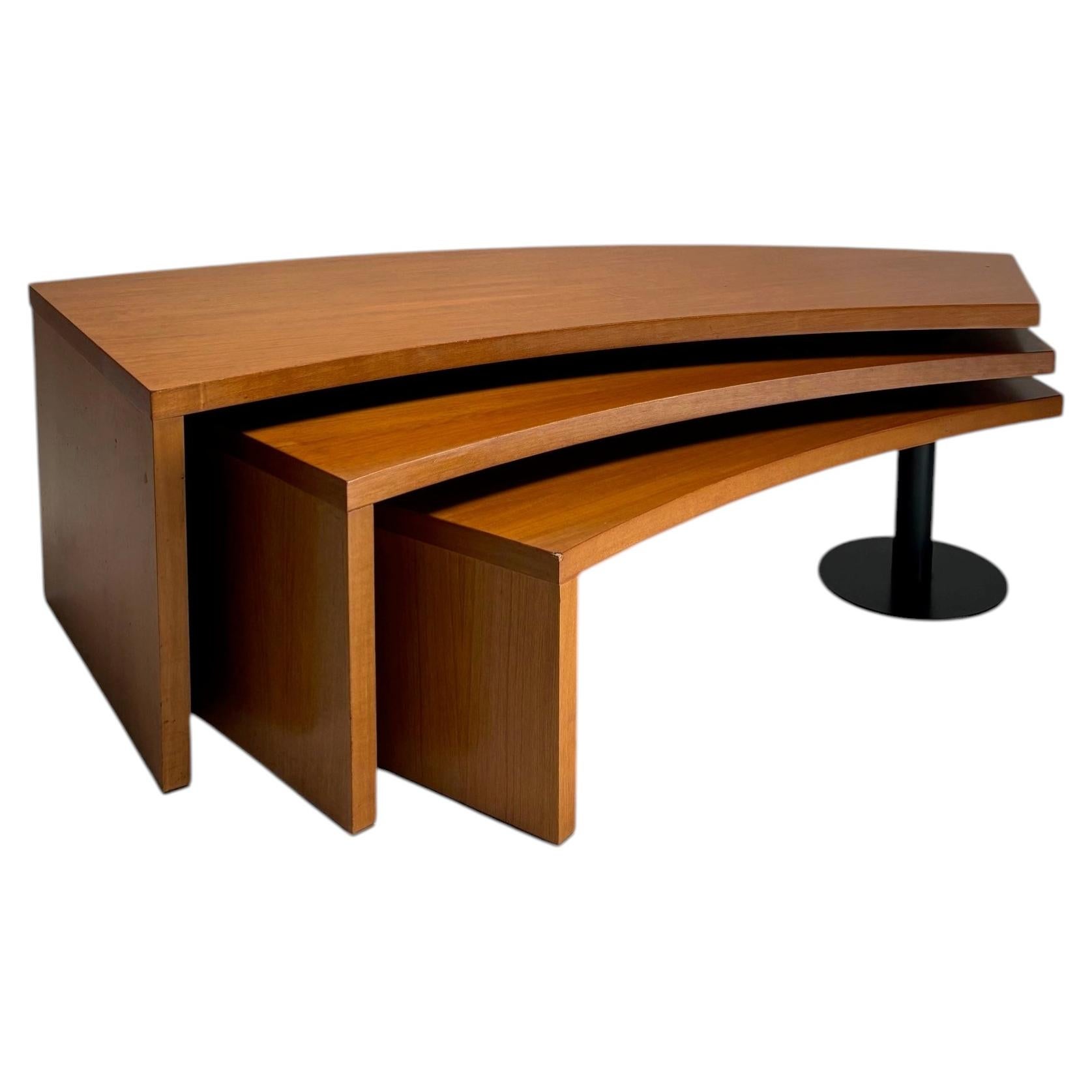 Monumental three-tier Post-Modern wooden coffee table, Italy, 1980s