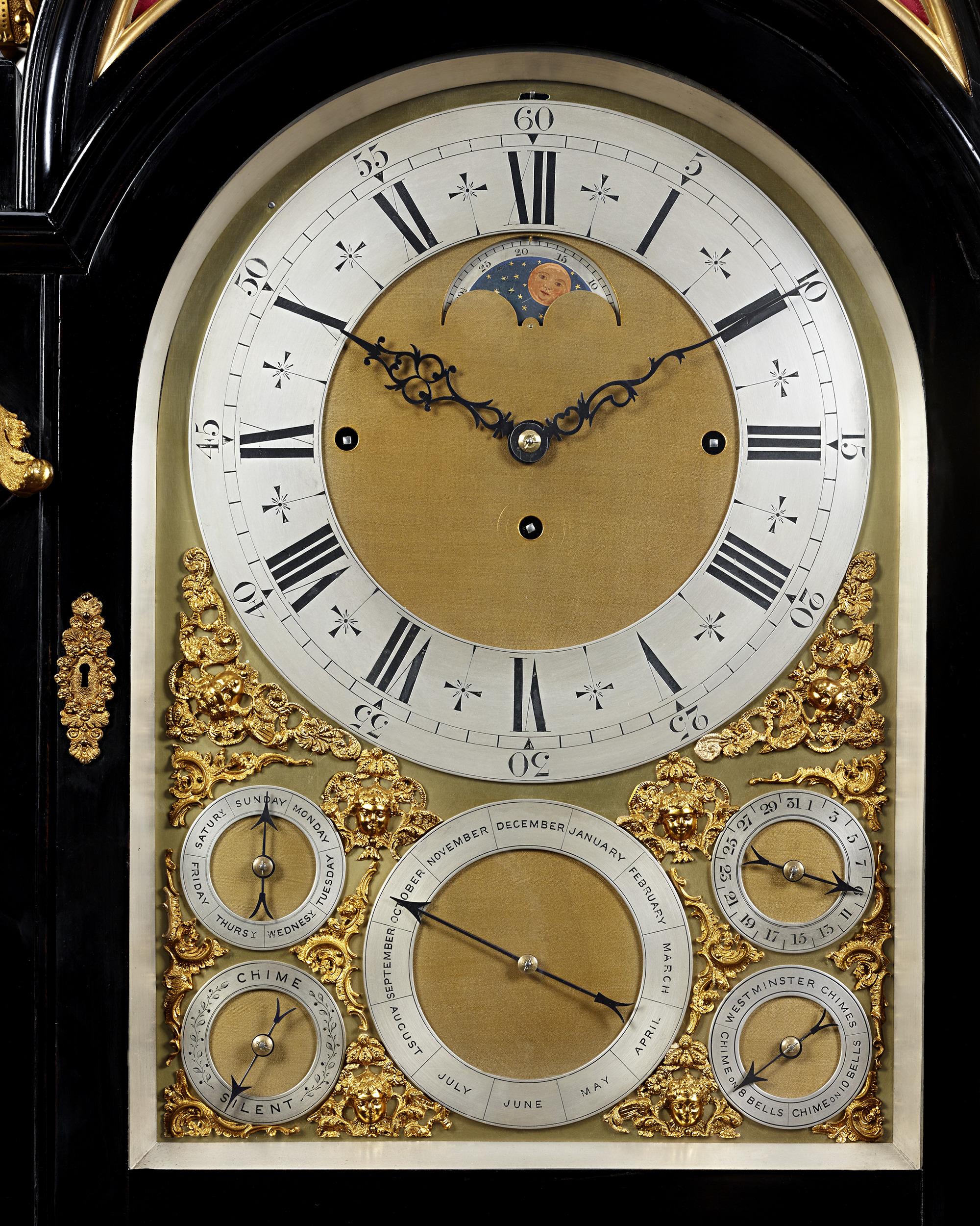 English Monumental Three-Train Bracket Clock by J.C. Jennens & Sons For Sale