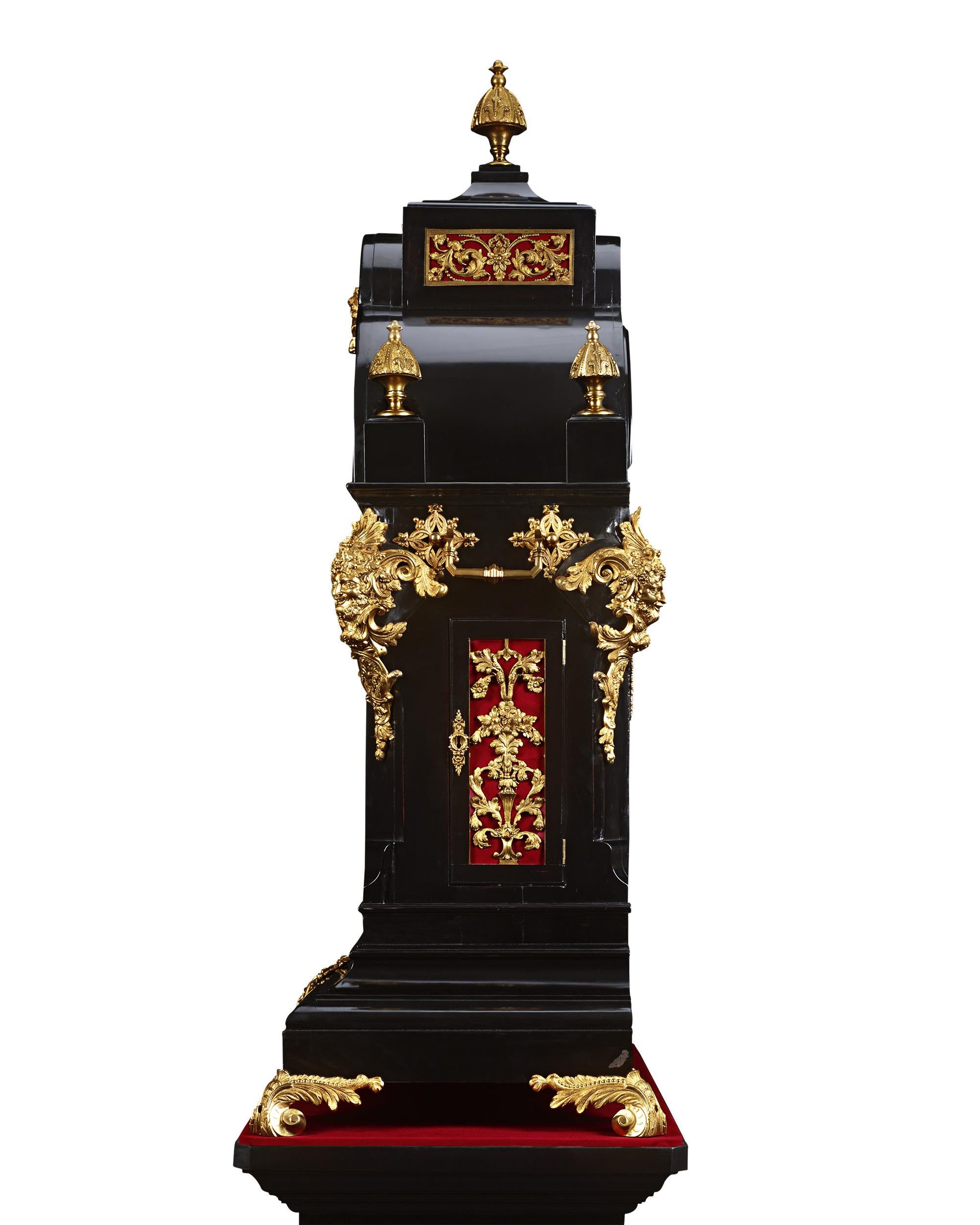 Gilt Monumental Three-Train Bracket Clock by J.C. Jennens & Sons For Sale