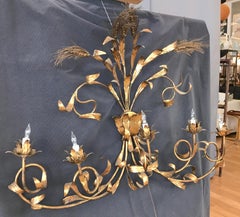 Monumental Tole Shafts of Wheat Italian Sconce or Wall Light