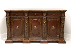 Monumental Transitional Style Carved Mahogany Buffet Credenza
