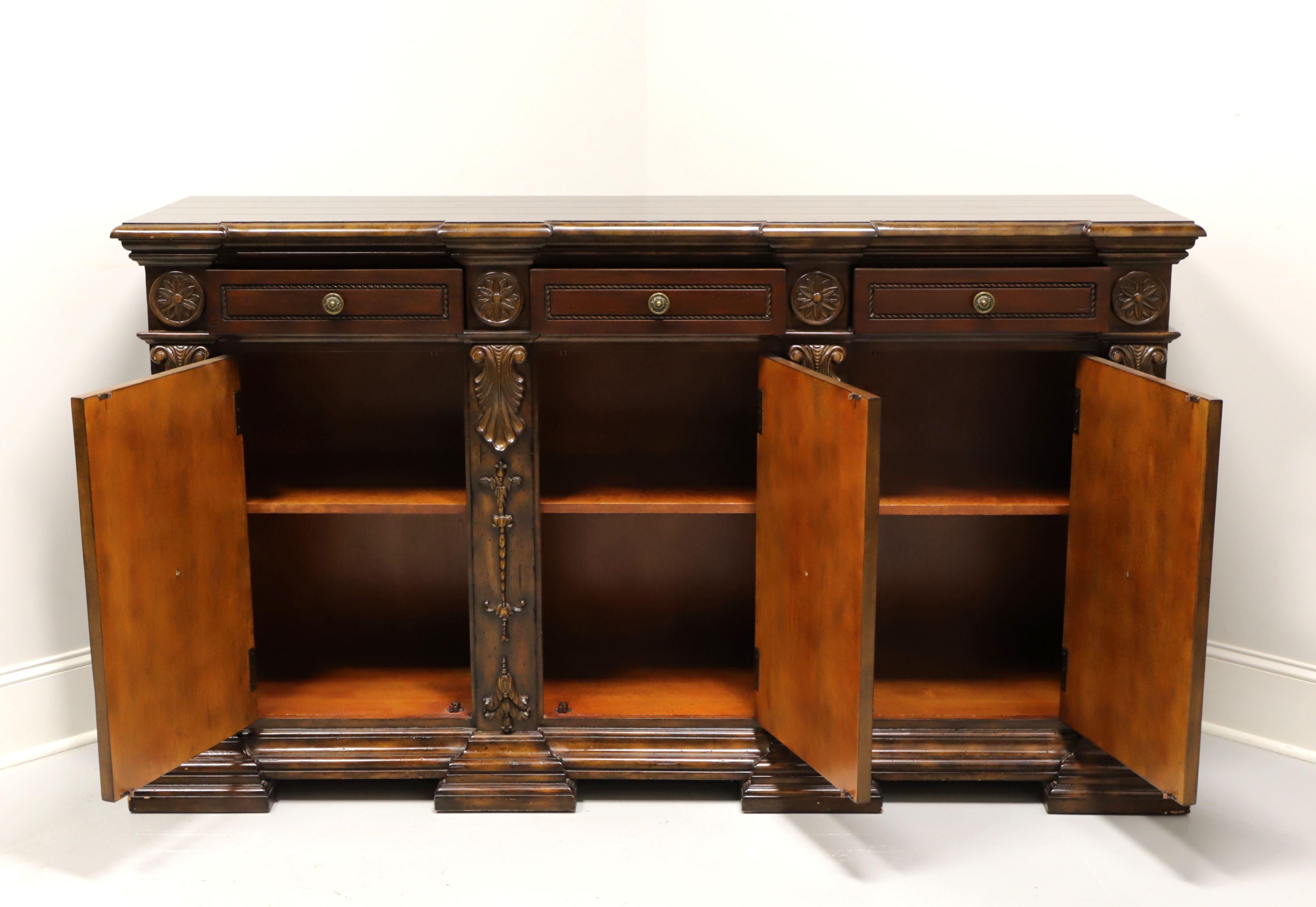 Asian Monumental Transitional Style Carved Mahogany Buffet Credenza For Sale