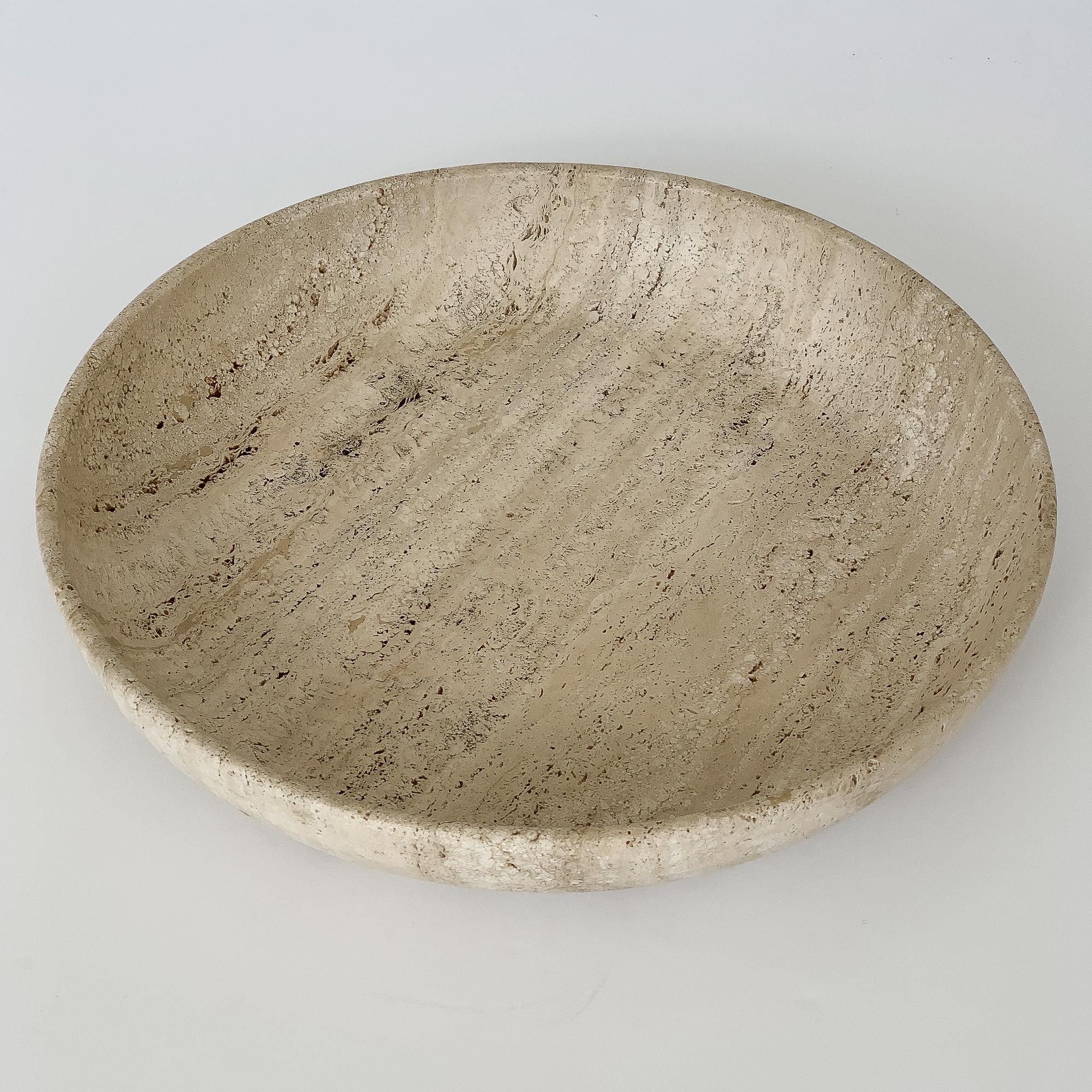 Carved Monumental Travertine Bowl Centrepiece by Giusti and Di Rosa for Up & Up