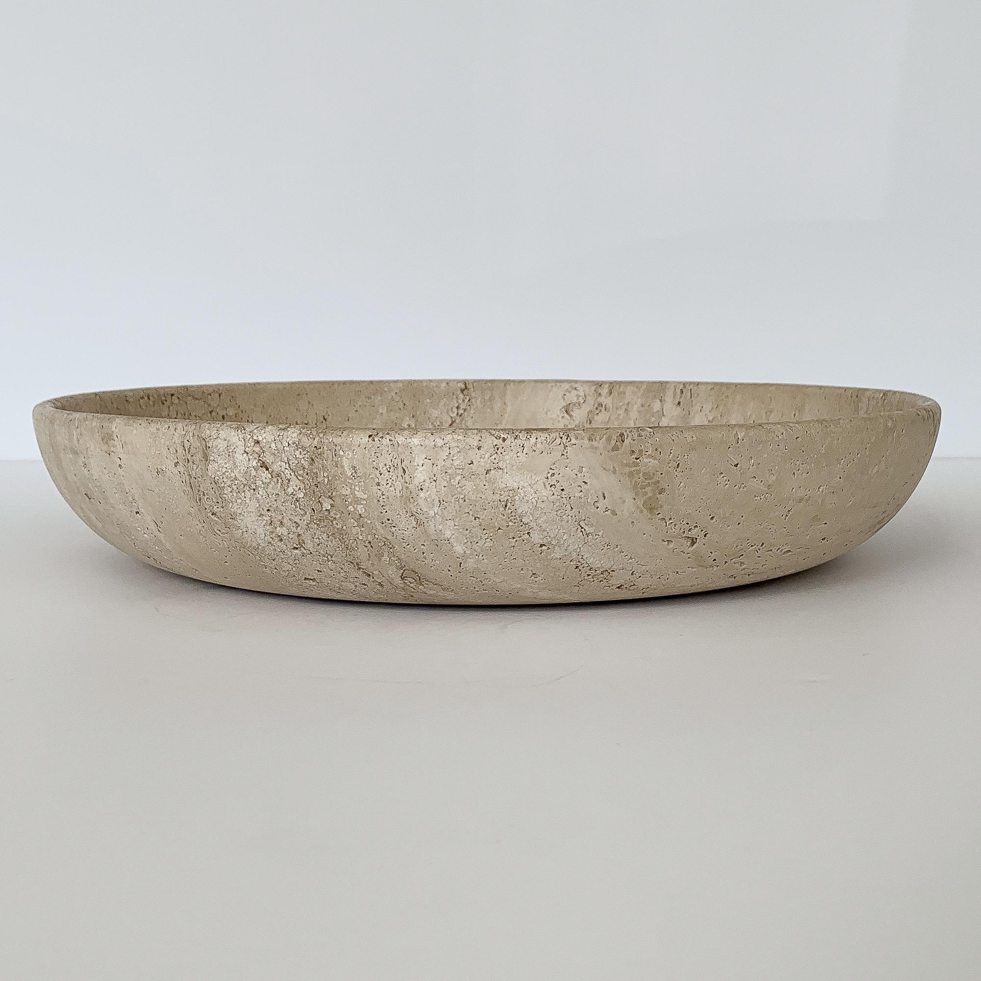 Late 20th Century Monumental Travertine Bowl Centrepiece by Giusti and Di Rosa for Up & Up
