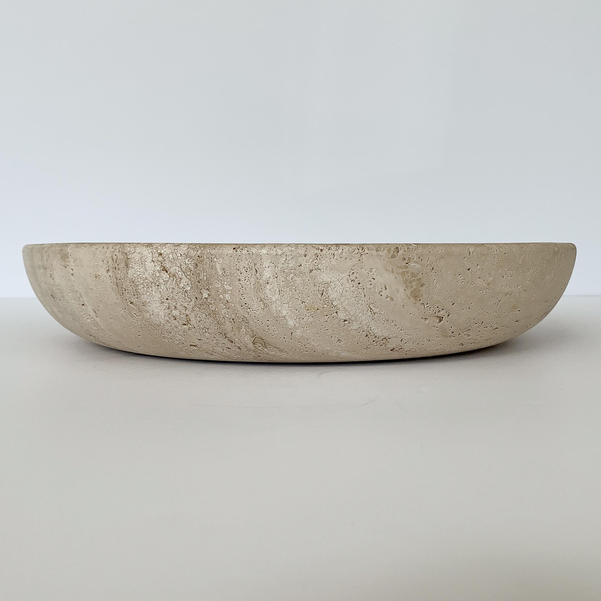 Monumental Travertine Bowl Centrepiece by Giusti and Di Rosa for Up & Up 1