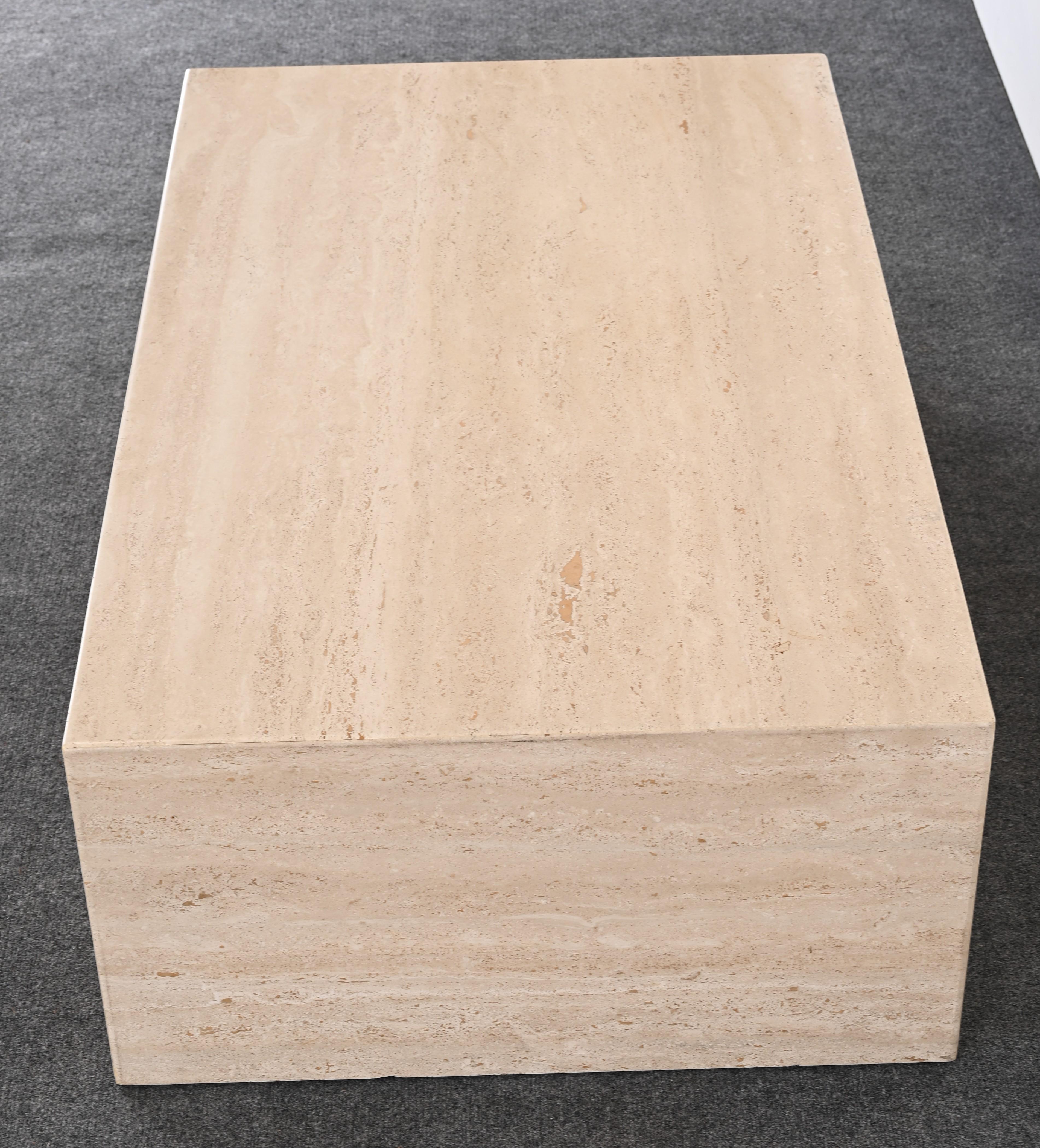 Monumental Travertine Cube Coffee Table, 1980s In Good Condition In Hamburg, PA
