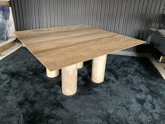 Monumental Travertine Dining Table, after Mario Bellini