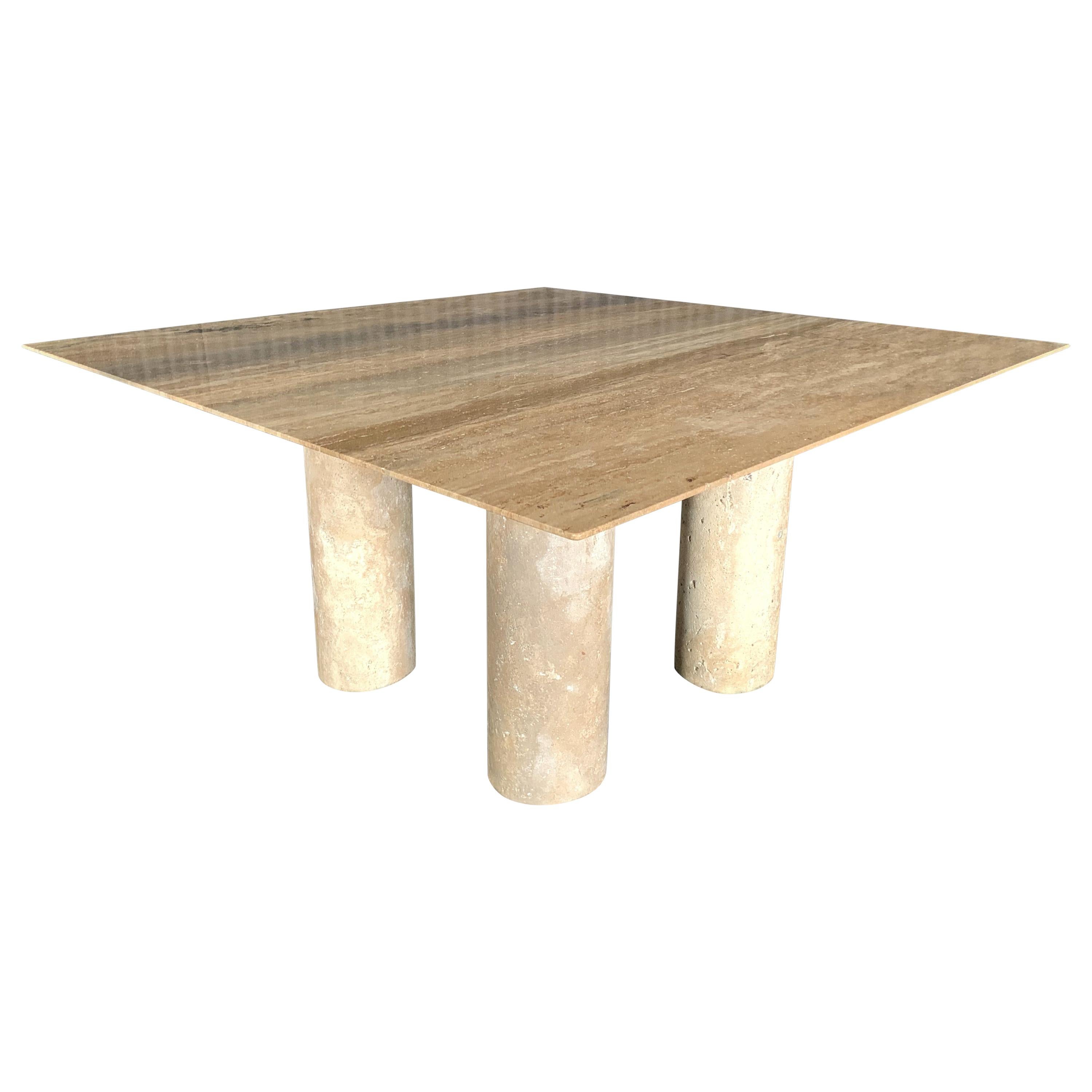 Monumental Travertine Dining Table, after Mario Bellini