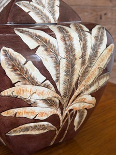 Monumental Tropical Banana Leaf Porcelain Ginger Jar