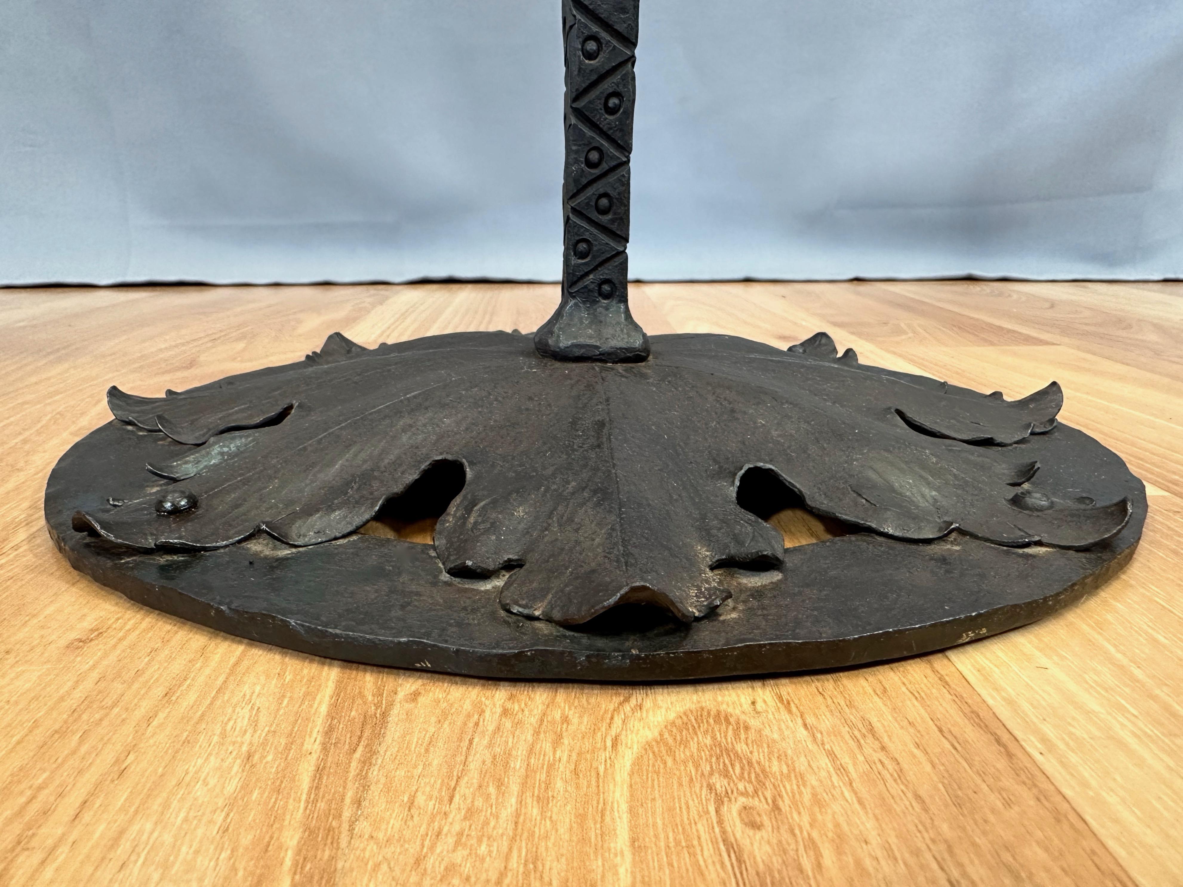 Monumental Tudor Arts and Crafts Wrought Iron Fireplace Tool Set, c. 1900 For Sale 15