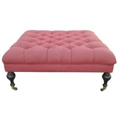 Monumental Tufted Square Rolling Regency Ottoman