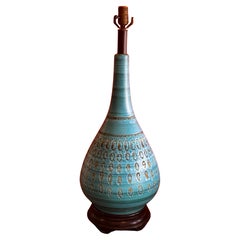 Lampe monumentale en céramique émaillée turquoise d'Aldo Londi pour Bitossi