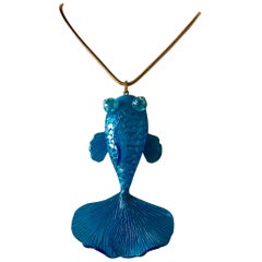 Monumental Turquoise Koi Fish Statement Necklace 