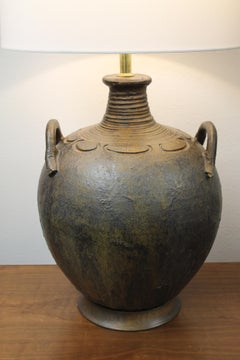 Monumental Two Handled Ceramic Table Lamp