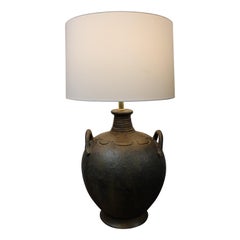Monumental Two Handled Ceramic Table Lamp