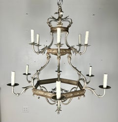 Antique Silvered Metal Crown-Form Chandelier, Europe, Early 20th Century