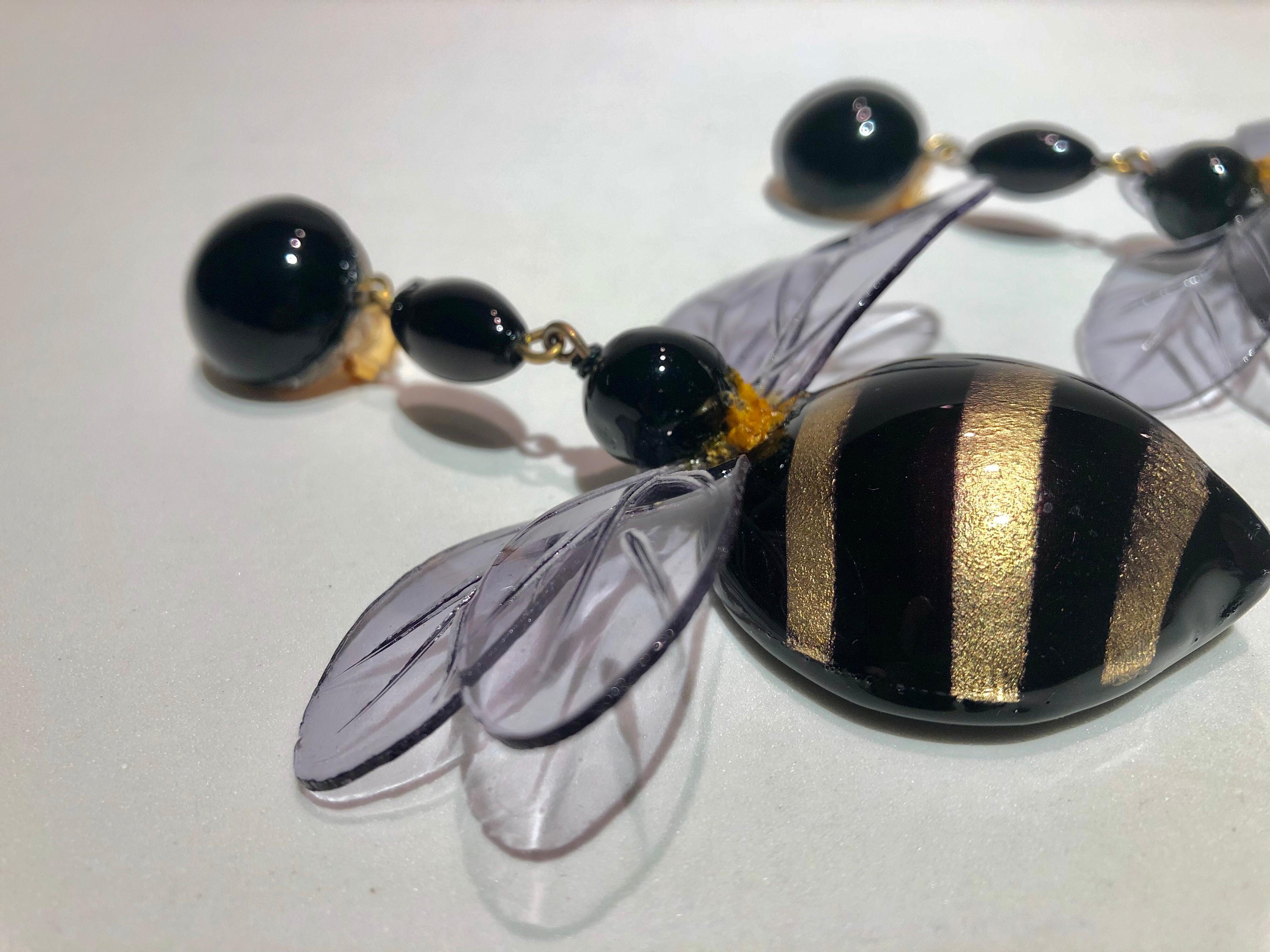 Monumental Unique Bumble Bee French Statement Earrings 6