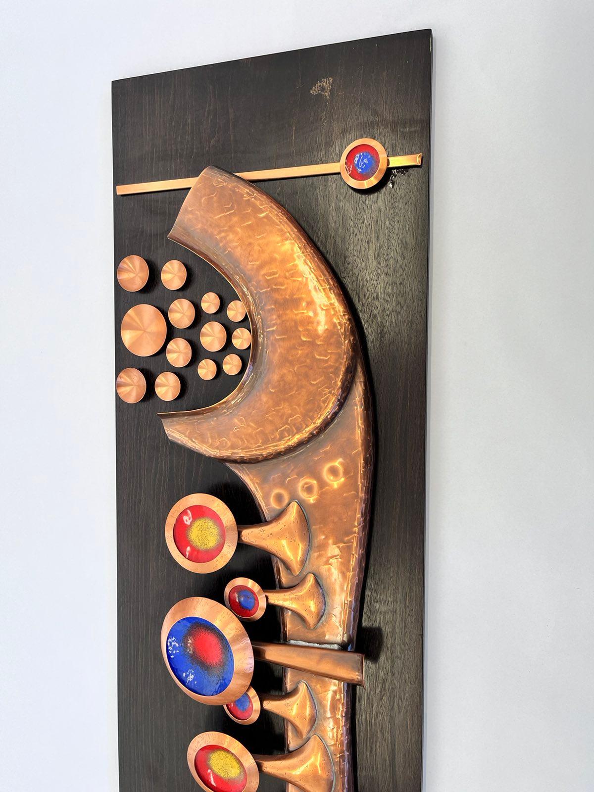 Mid-Century Modern Monumental Unique Midcentury Brass / Copper Wall Sculpture, Germany, 1970s For Sale