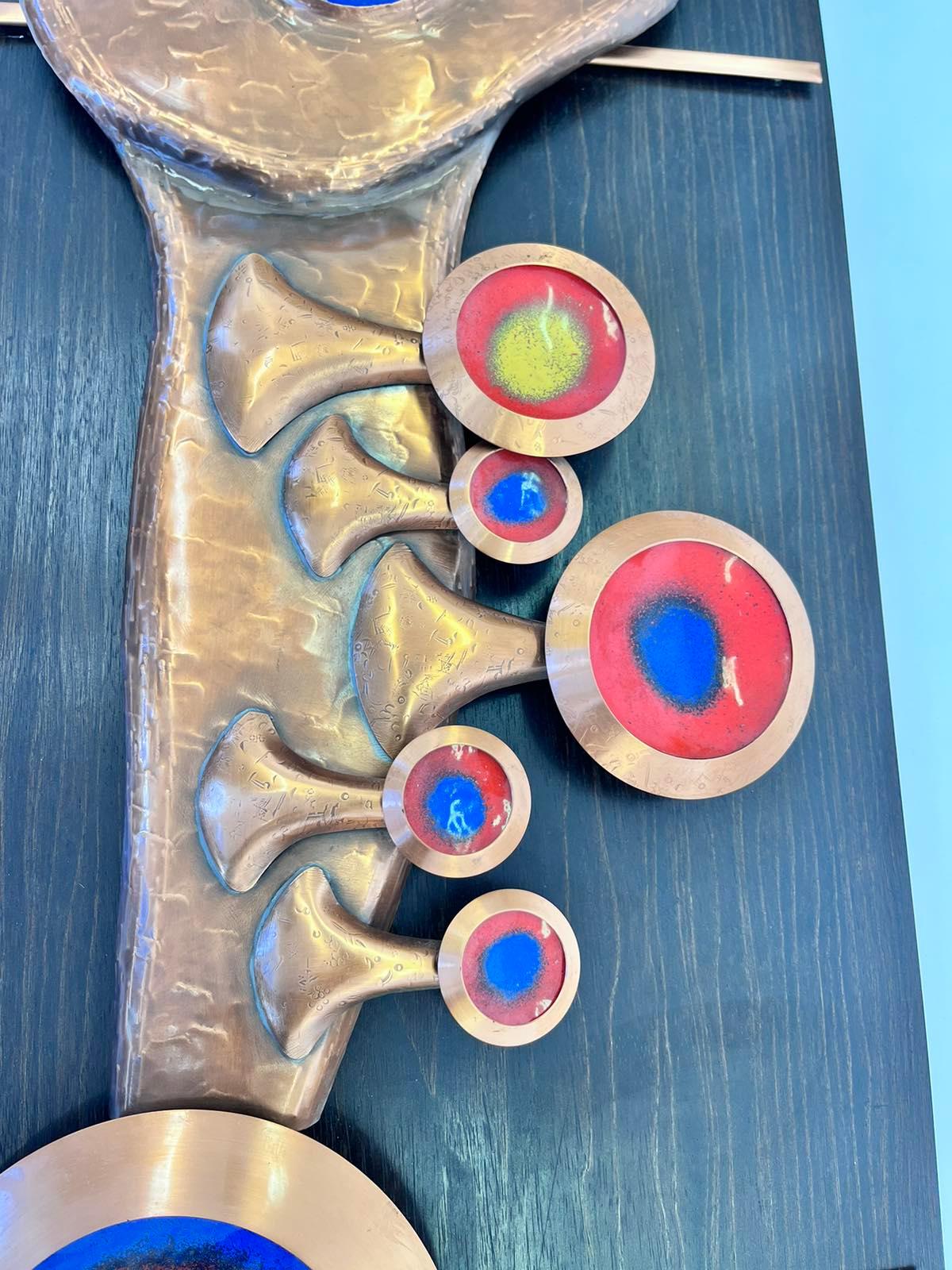 Monumental Unique Midcentury Brass / Copper Wall Sculpture, Germany, 1970s In Excellent Condition For Sale In Praha, CZ