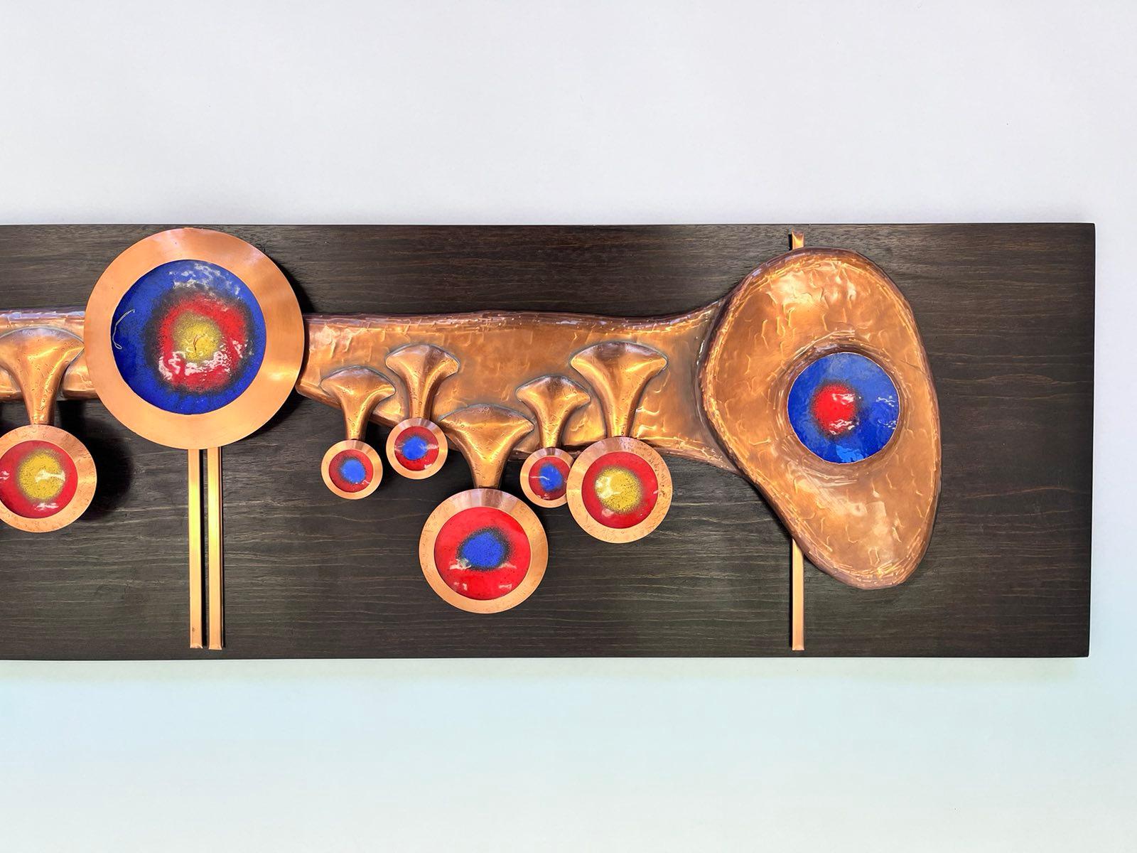Monumental Unique Midcentury Brass / Copper Wall Sculpture, Germany, 1970s For Sale 1