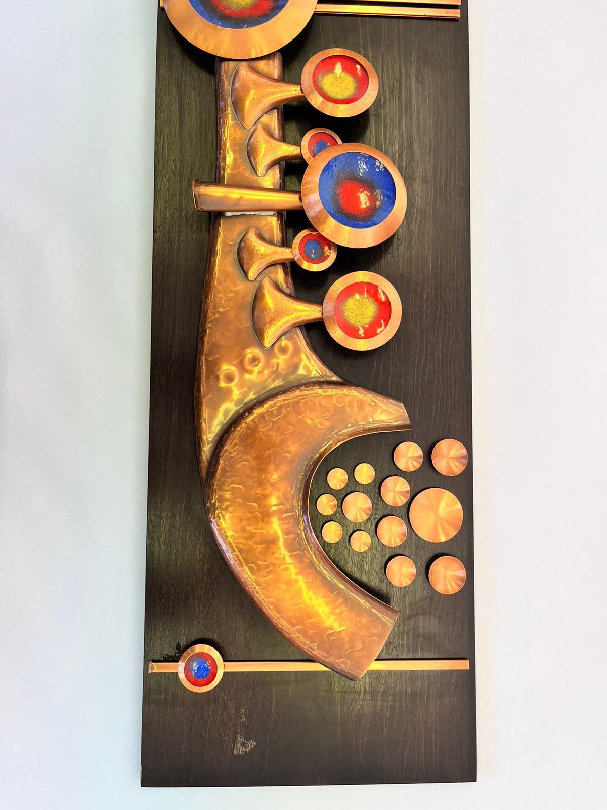 Monumental Unique Midcentury Brass / Copper Wall Sculpture, Germany, 1970s For Sale 2