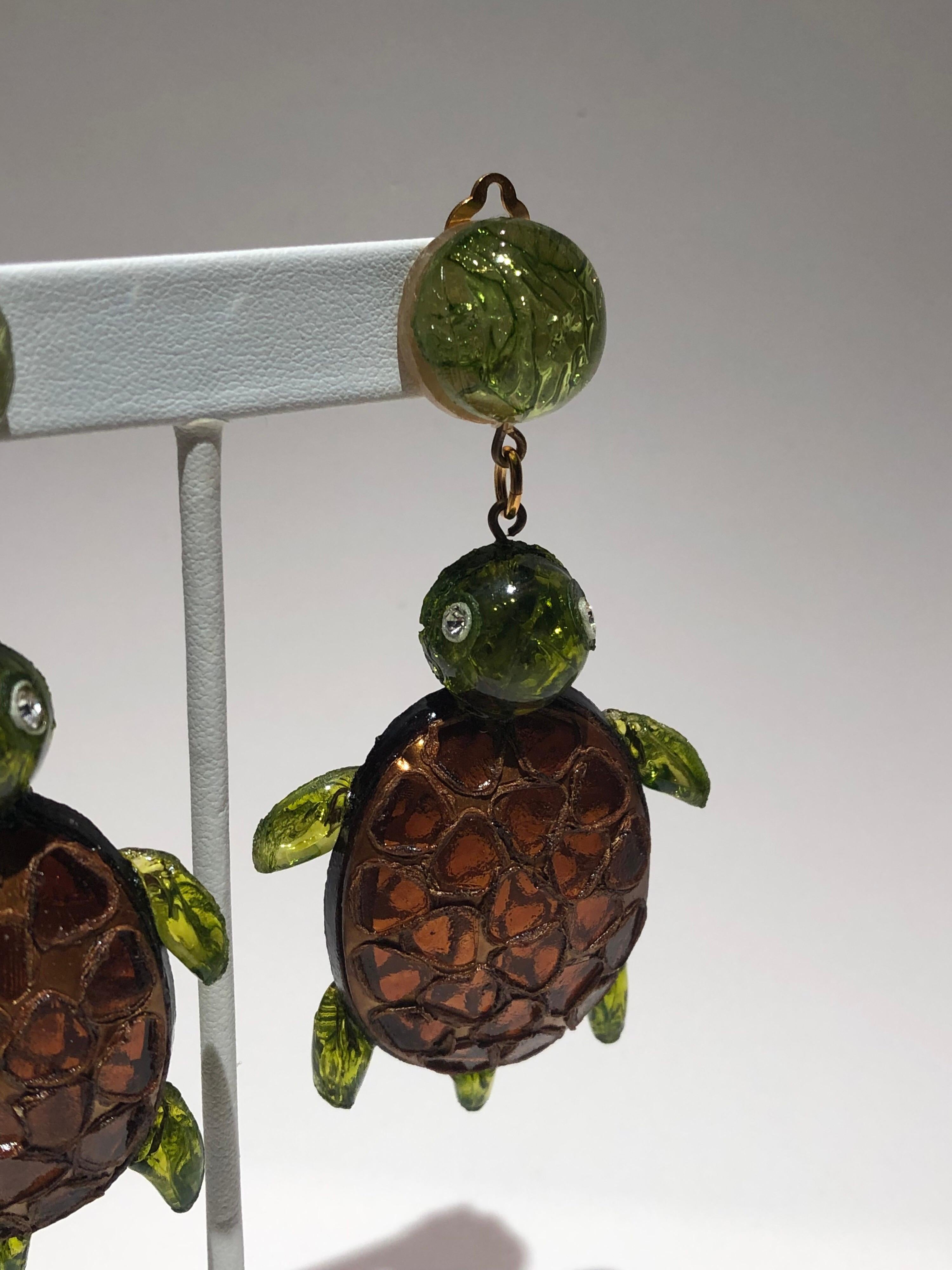 Monumental Unique Turtle Statement Earrings by Cilea Paris  4