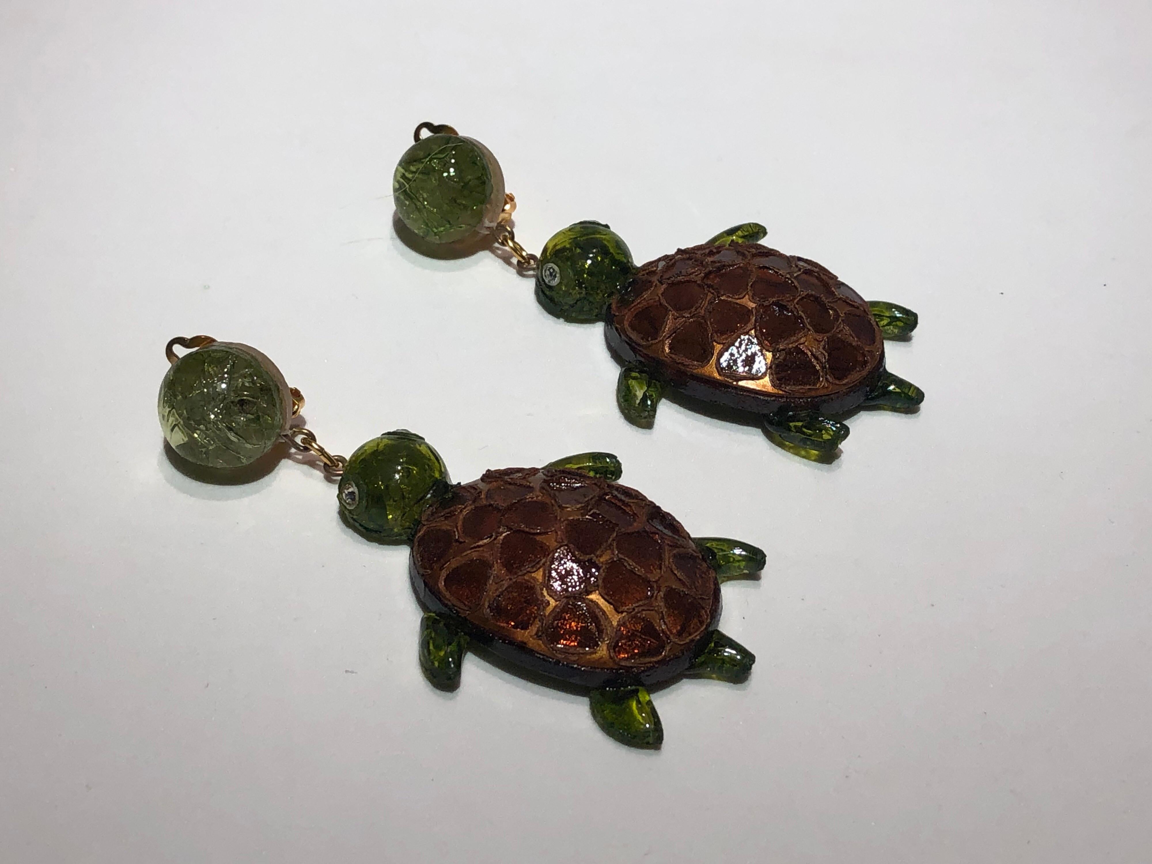 Monumental Unique Turtle Statement Earrings by Cilea Paris  5