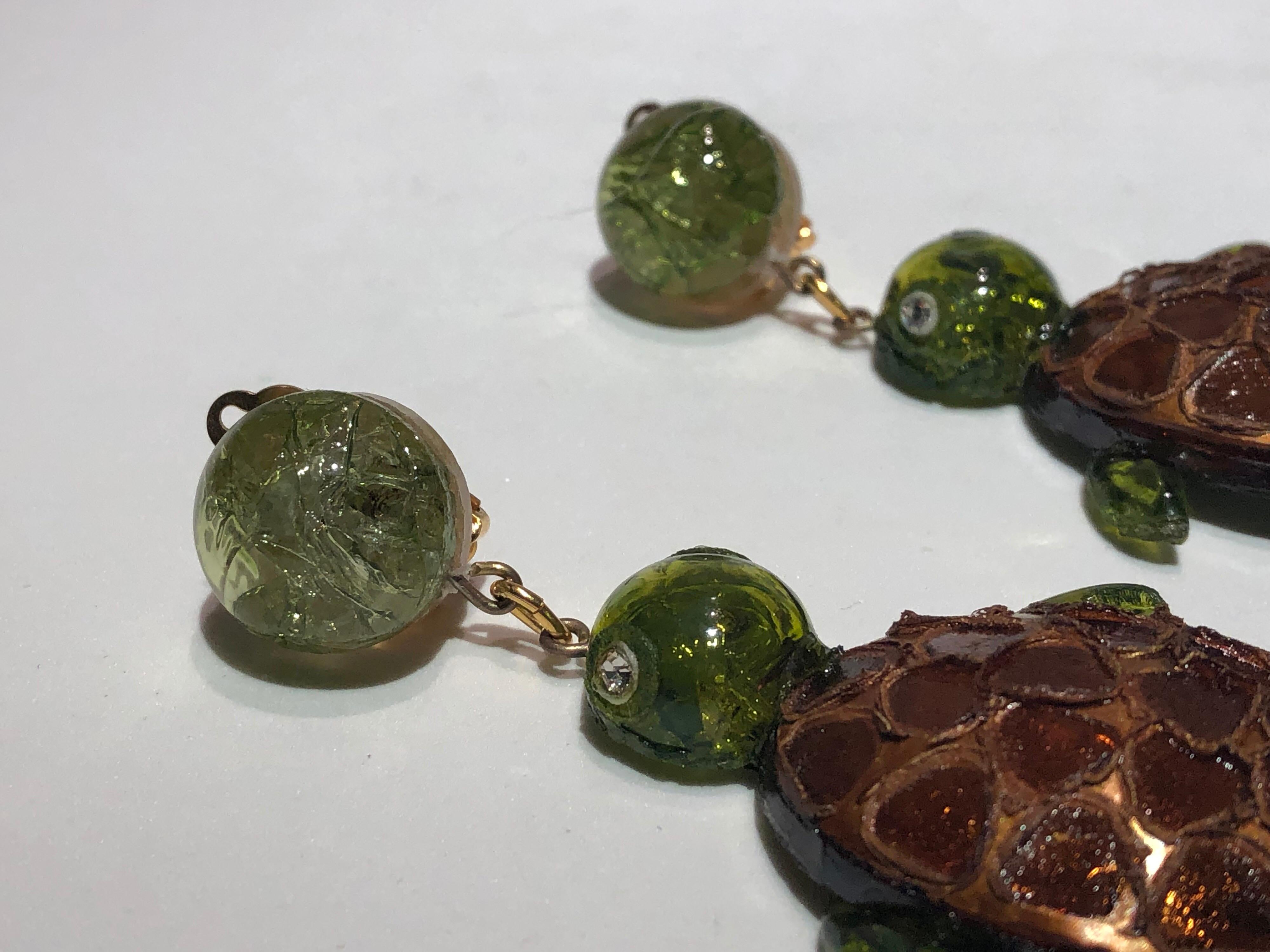 Monumental Unique Turtle Statement Earrings by Cilea Paris  6