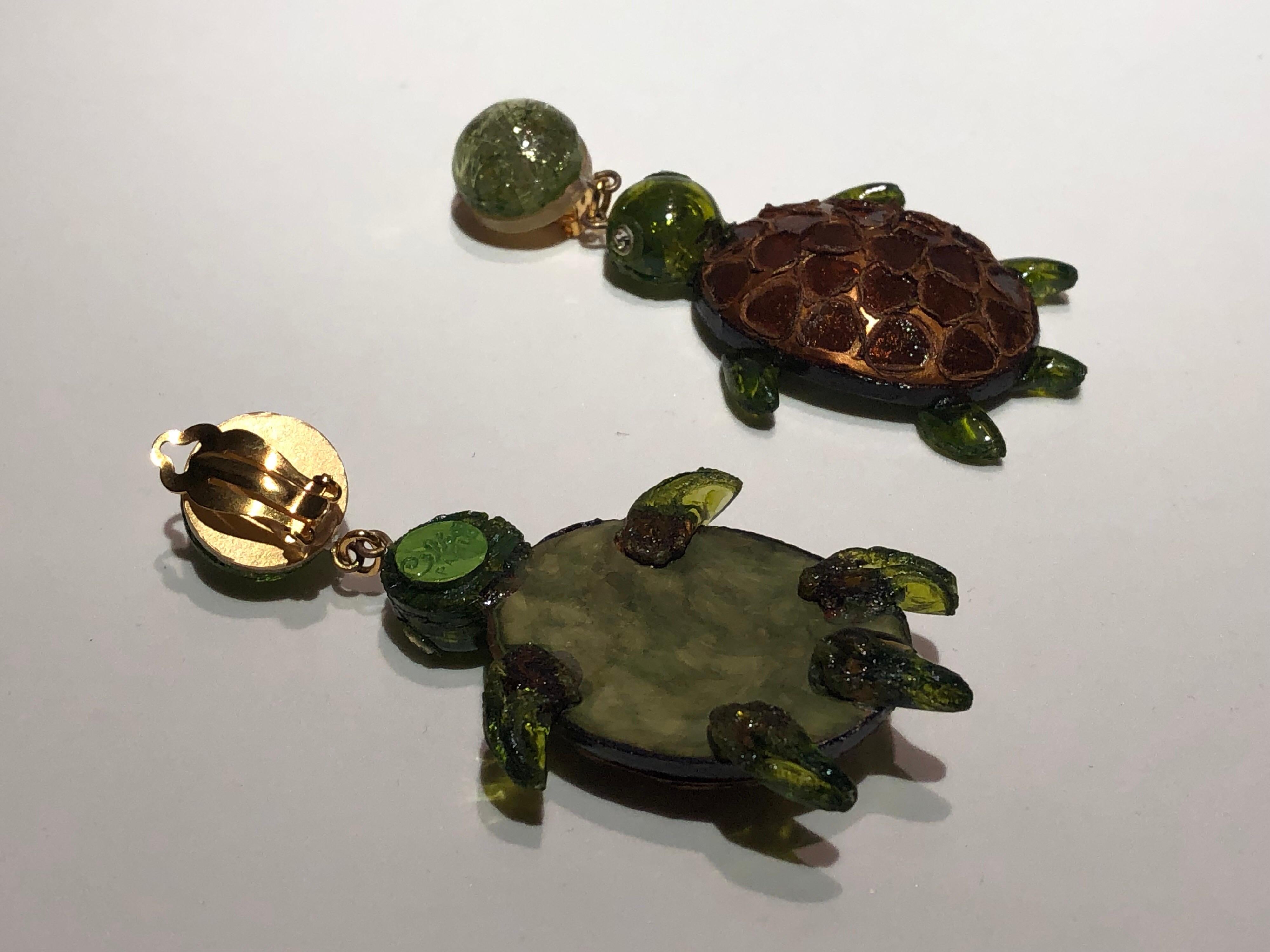 Monumental Unique Turtle Statement Earrings by Cilea Paris  7
