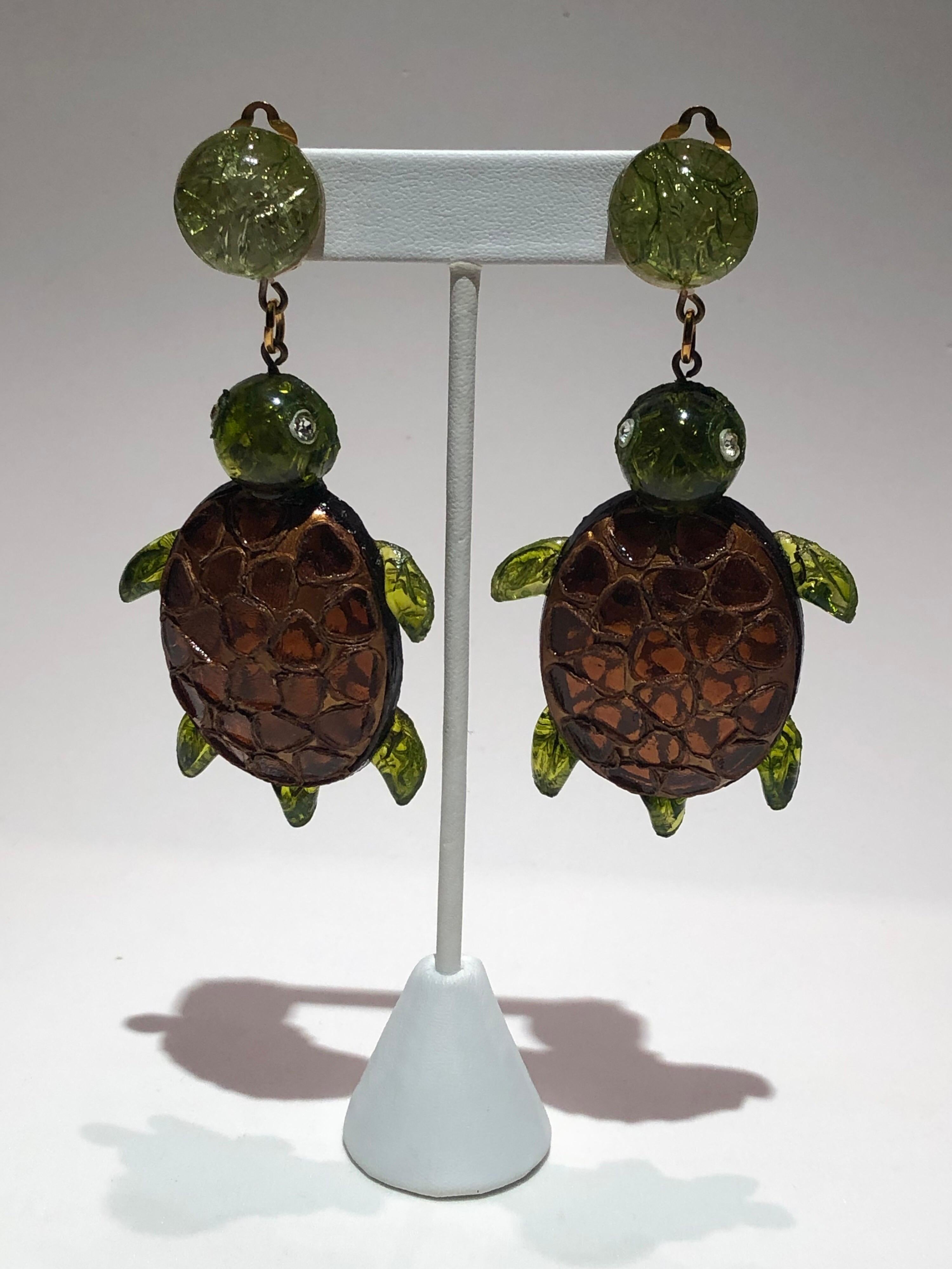 Monumental Unique Turtle Statement Earrings by Cilea Paris  2