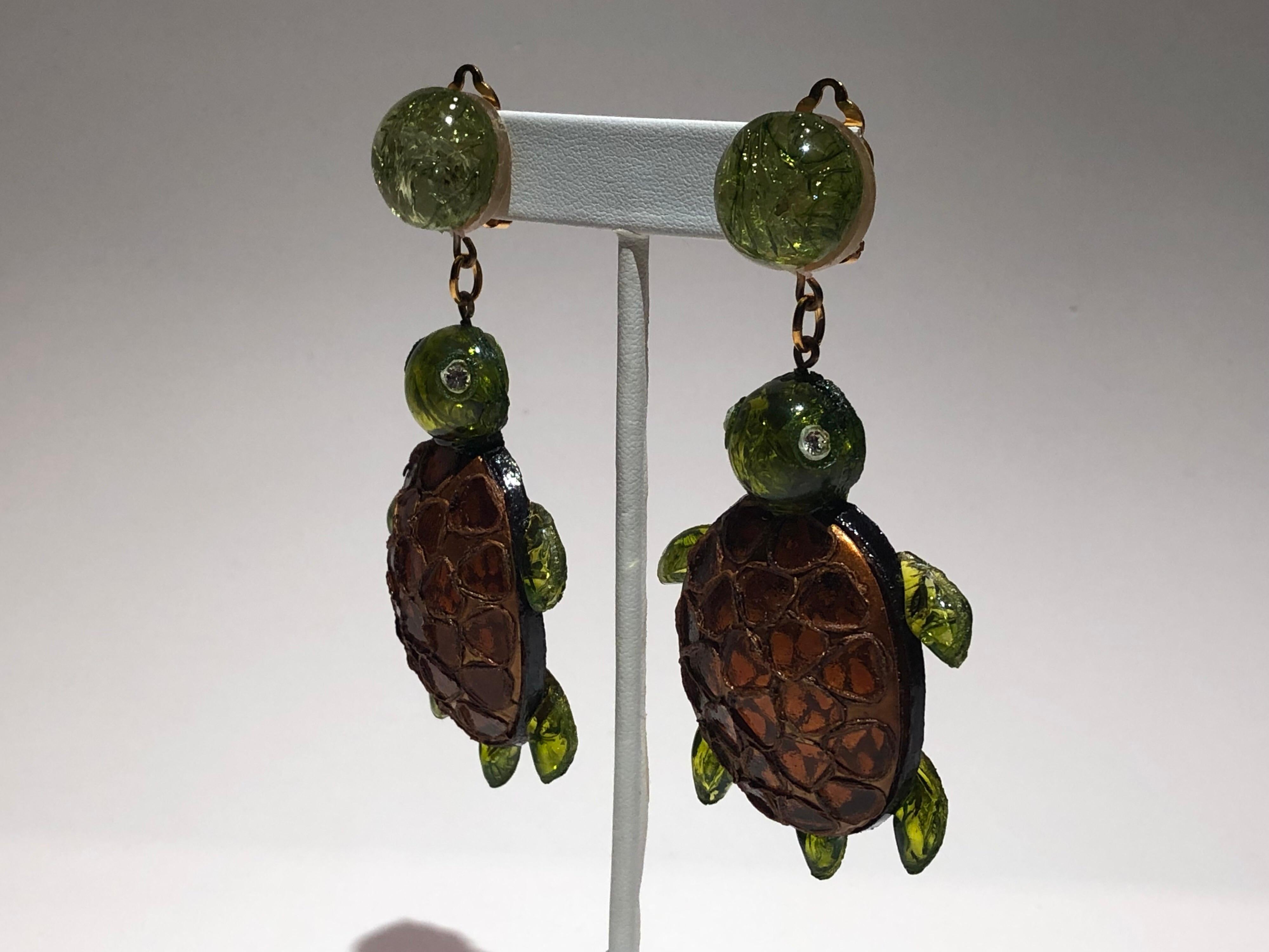 Monumental Unique Turtle Statement Earrings by Cilea Paris  3