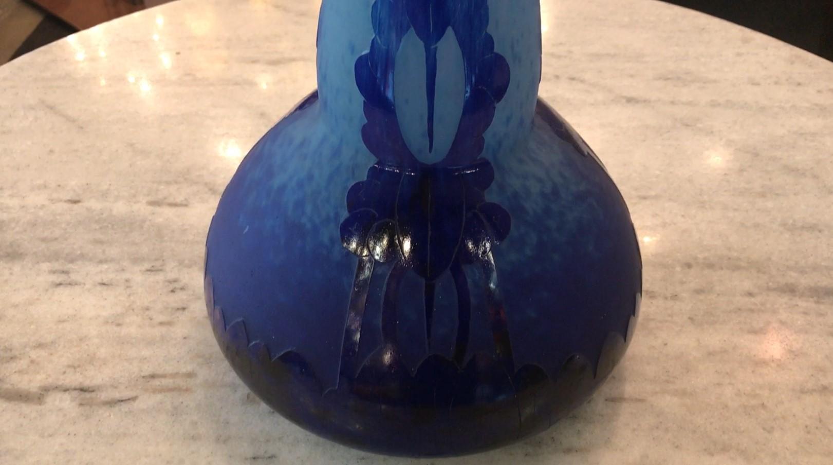 Monumental Vase, Sign: Charder, ( Glycine Blueberries ), France, 1927 For Sale 10