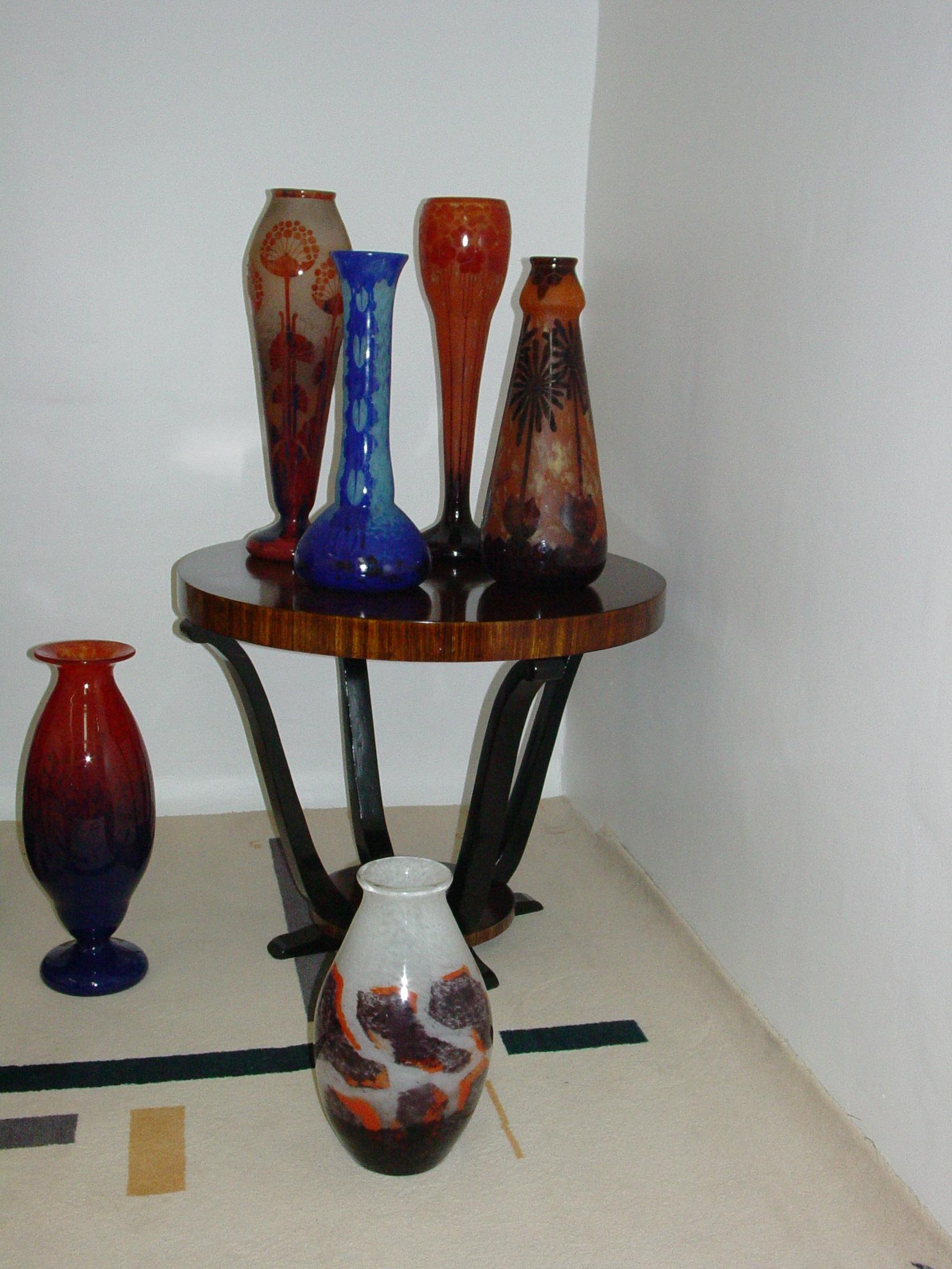 Glass Monumental Vase, Sign: Charder, ( Glycine Blueberries ), France, 1927 For Sale