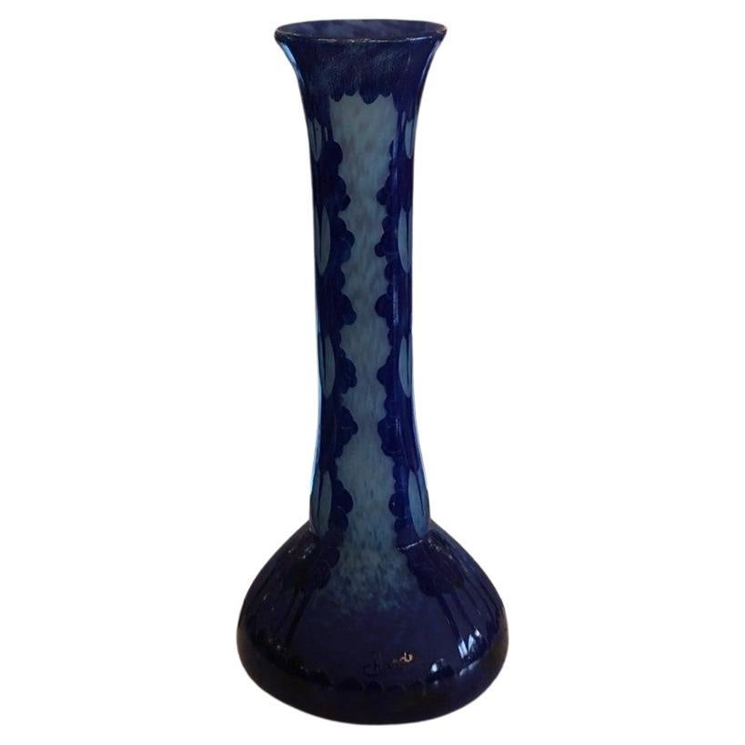 Monumental Vase, Sign: Charder, ( Glycine Blueberries ), France, 1927 For Sale