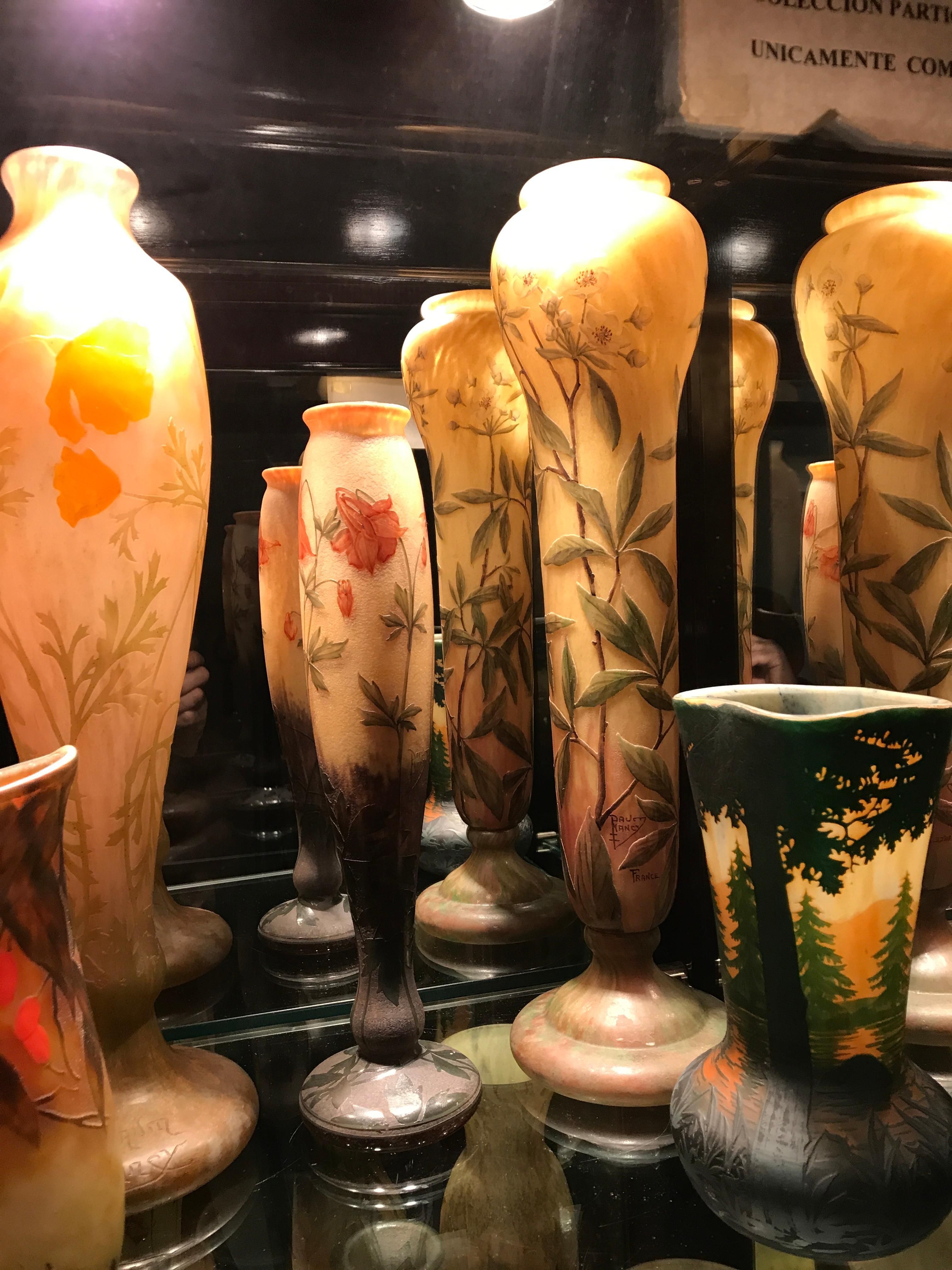 Monumental Vase, Sign: Daum Nancy France, ( Cherry blossoms) Style: Art Nouveau For Sale 3