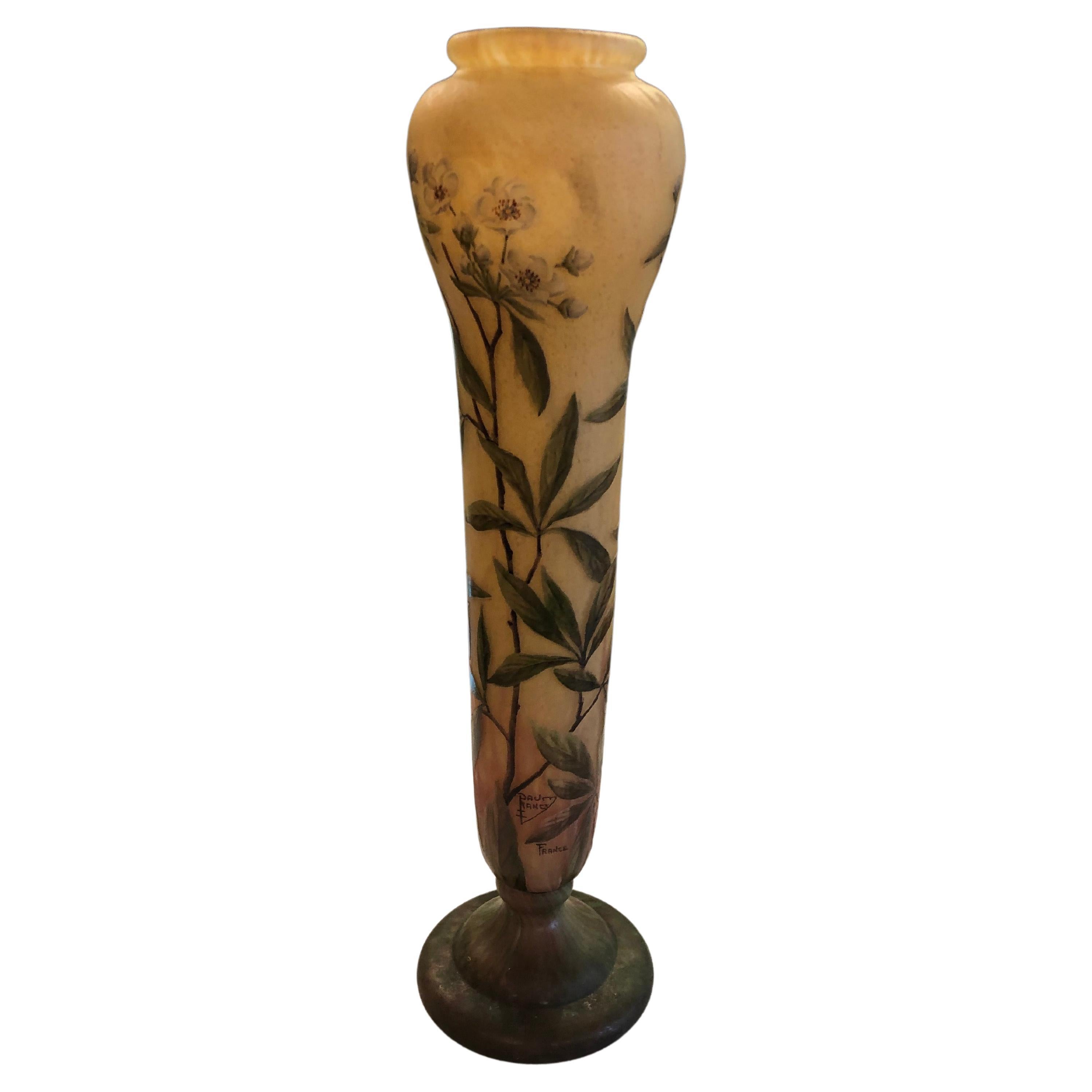 Monumental Vase, Sign: Daum Nancy France, ( Cherry blossoms) Style: Art Nouveau For Sale
