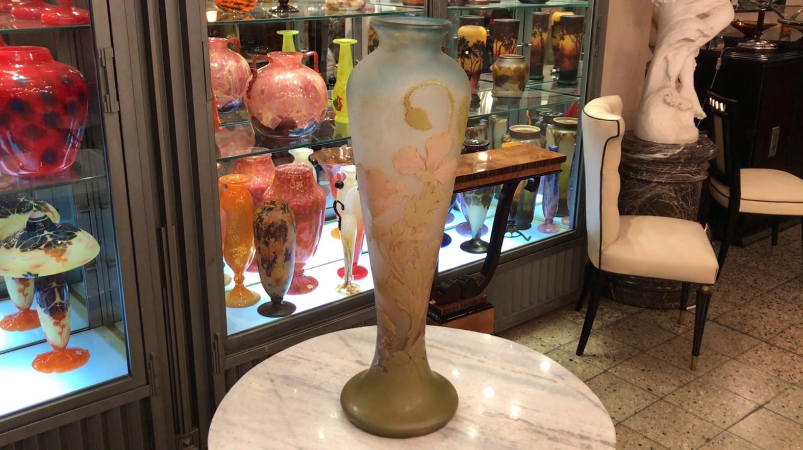 French Monumental Vase, Sign: Gallé, Style: Jugendstil, Art Nouveau, Liberty, 1850 For Sale