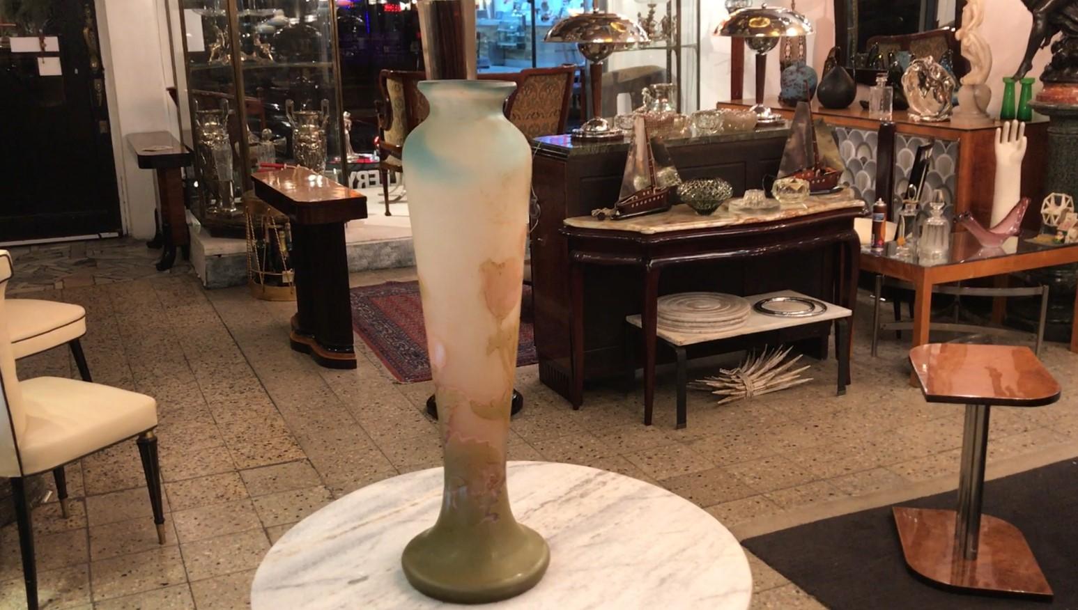 Verre Vase monumental, Signe : Gallé, Style : Jugendstil, Art Nouveau, Liberté, 1850 en vente