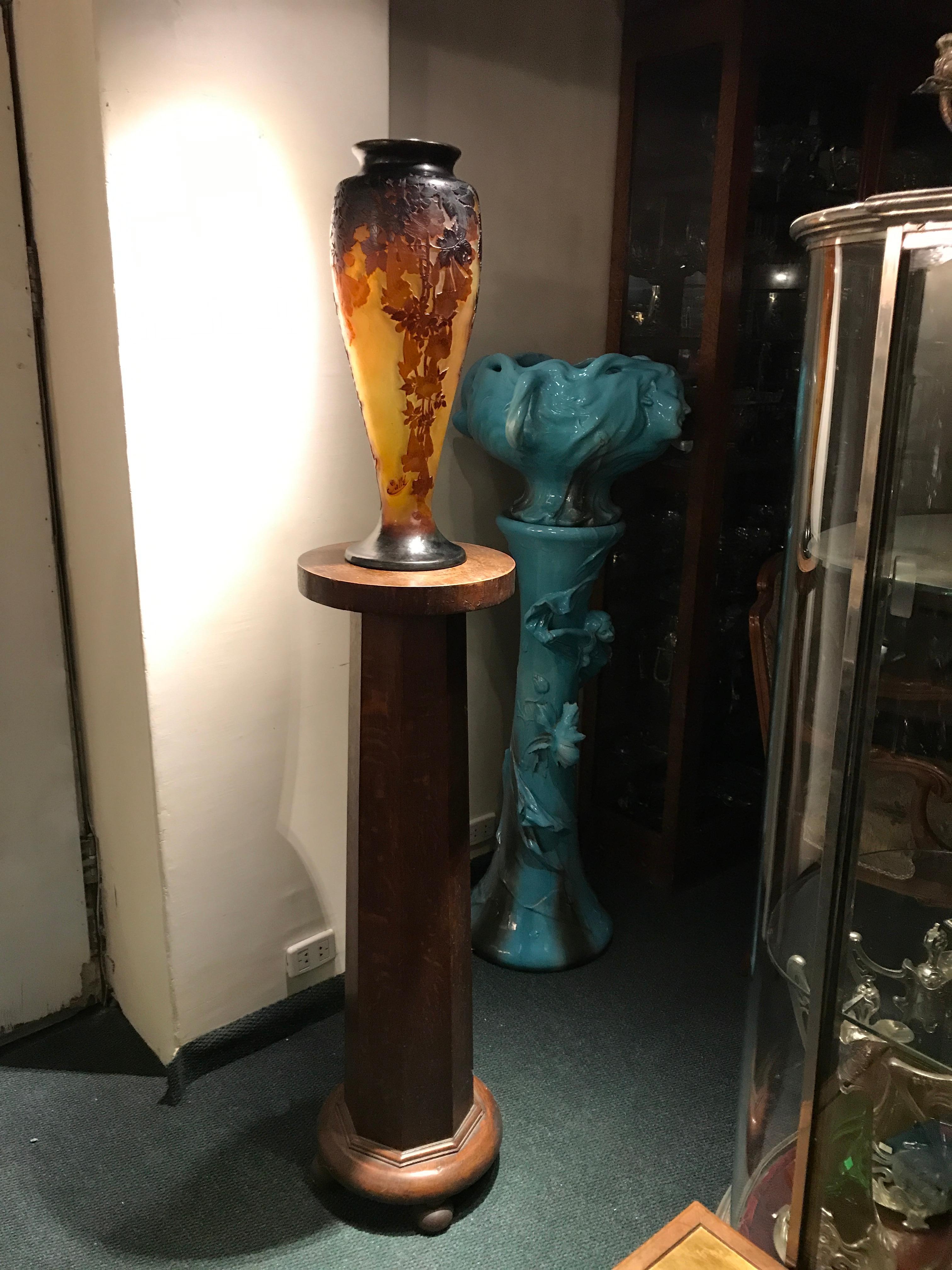 Glass Monumental Vase, Sign: Gallé, Style: Jugendstil, Art Nouveau, Liberty For Sale