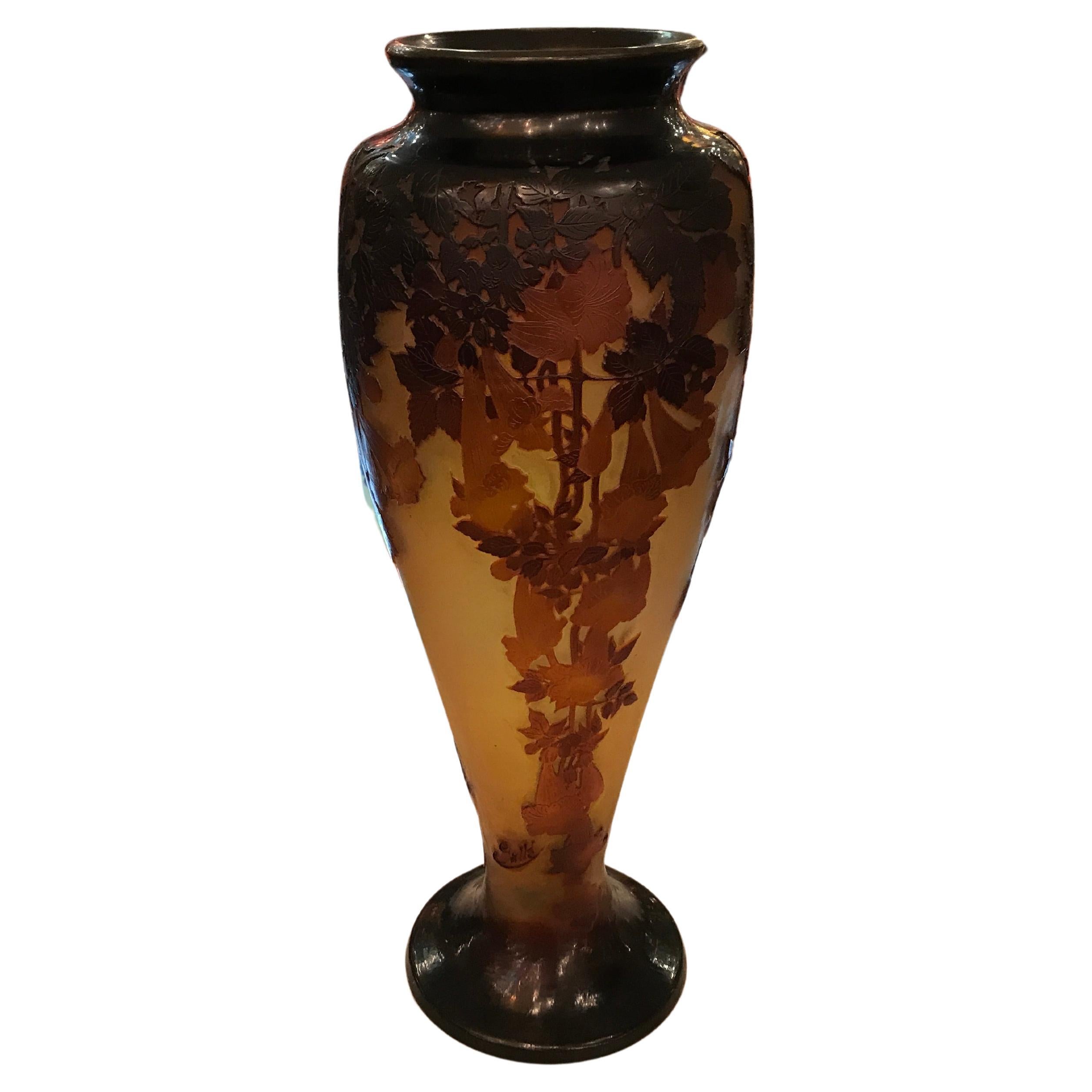 Monumental Vase, Sign: Gallé, Style: Jugendstil, Art Nouveau, Liberty For Sale