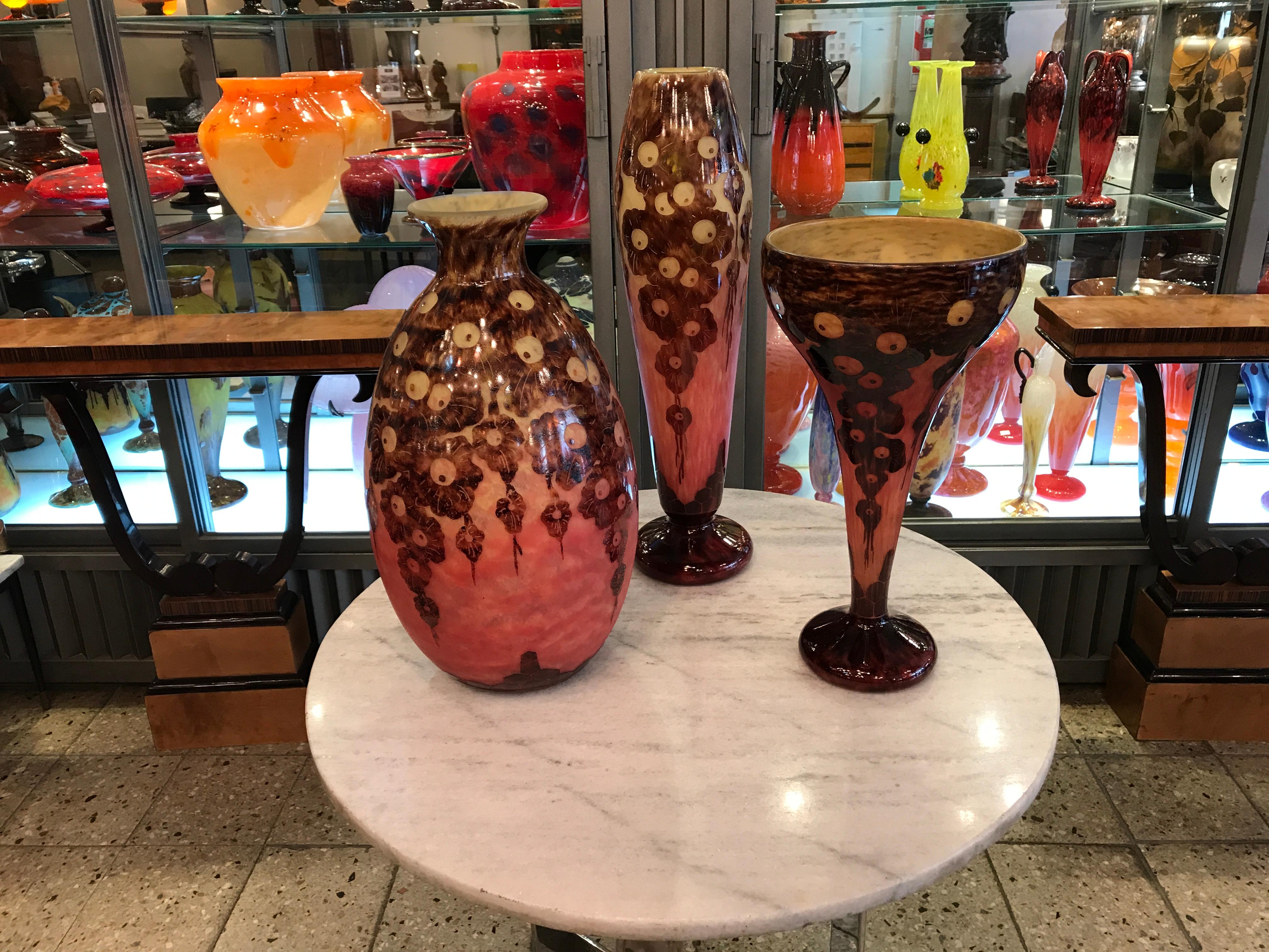 Monumentale Vase Zeichen: Le Verre ( Decoration Chênes ), Jugendstil, Art Nouveau im Angebot 5